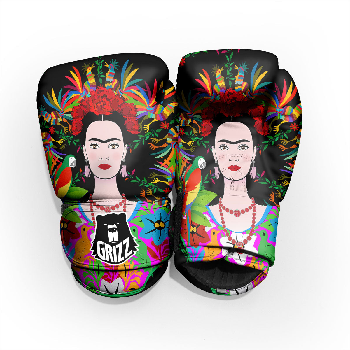 Floral And Frida Kahlo Print Pro Boxing Glove