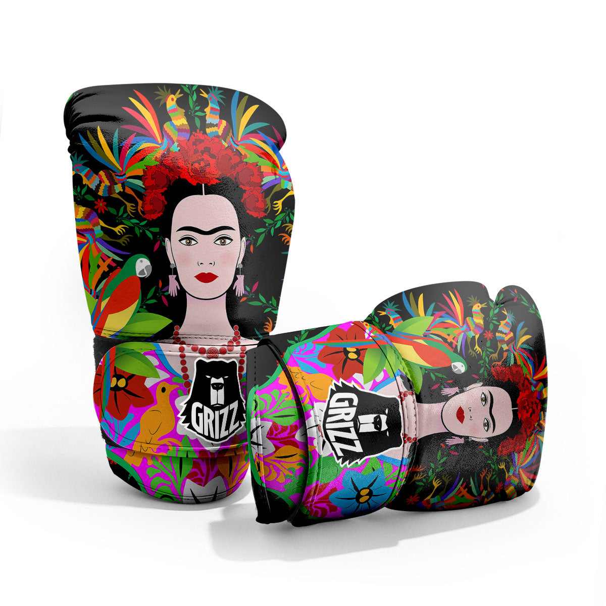 Floral And Frida Kahlo Print Pro Boxing Glove