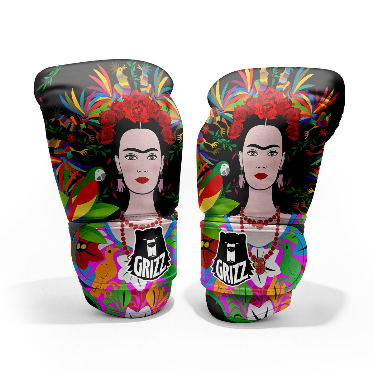 Floral And Frida Kahlo Print Pro Boxing Glove