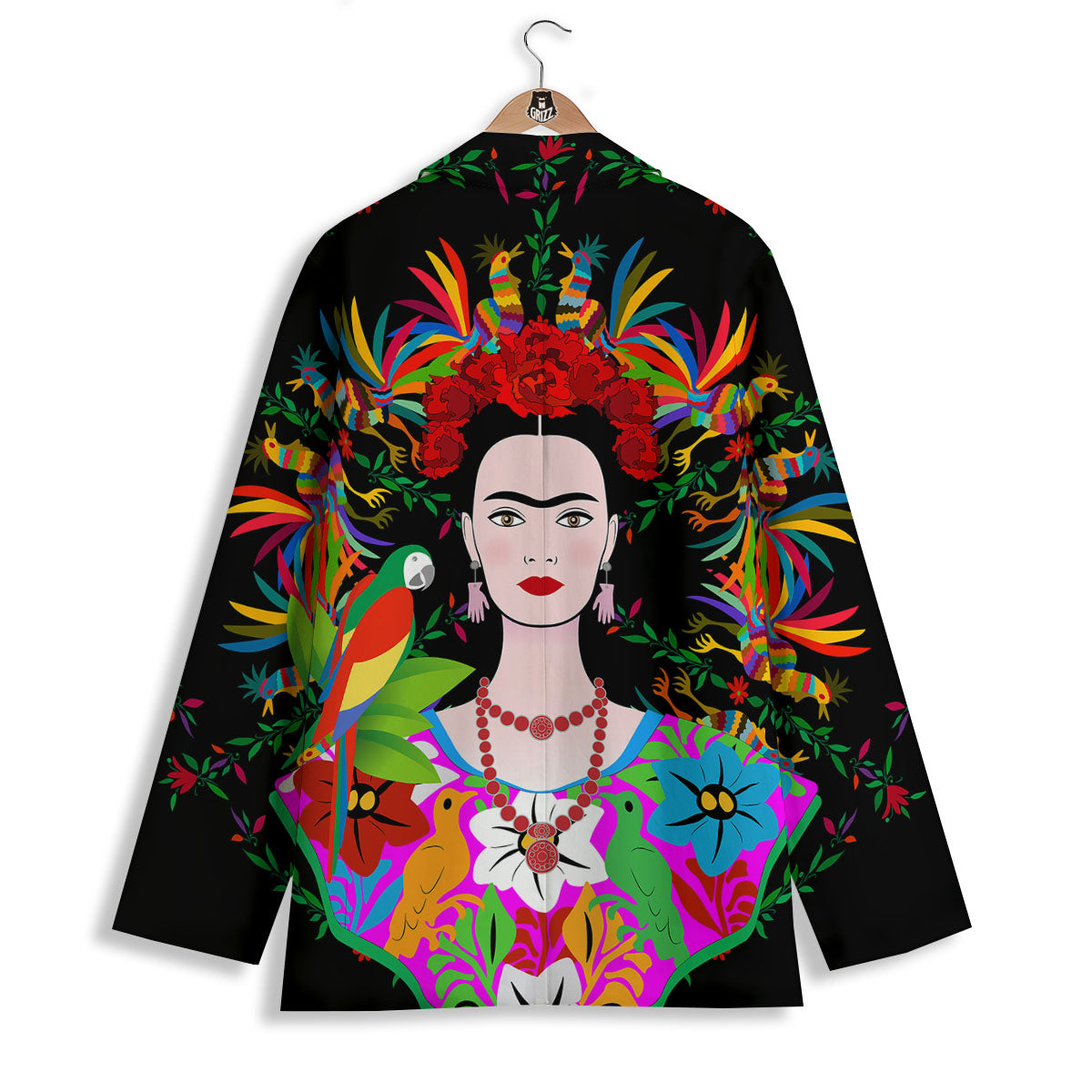 Floral And Frida Kahlo Print Women's Blazer-grizzshop