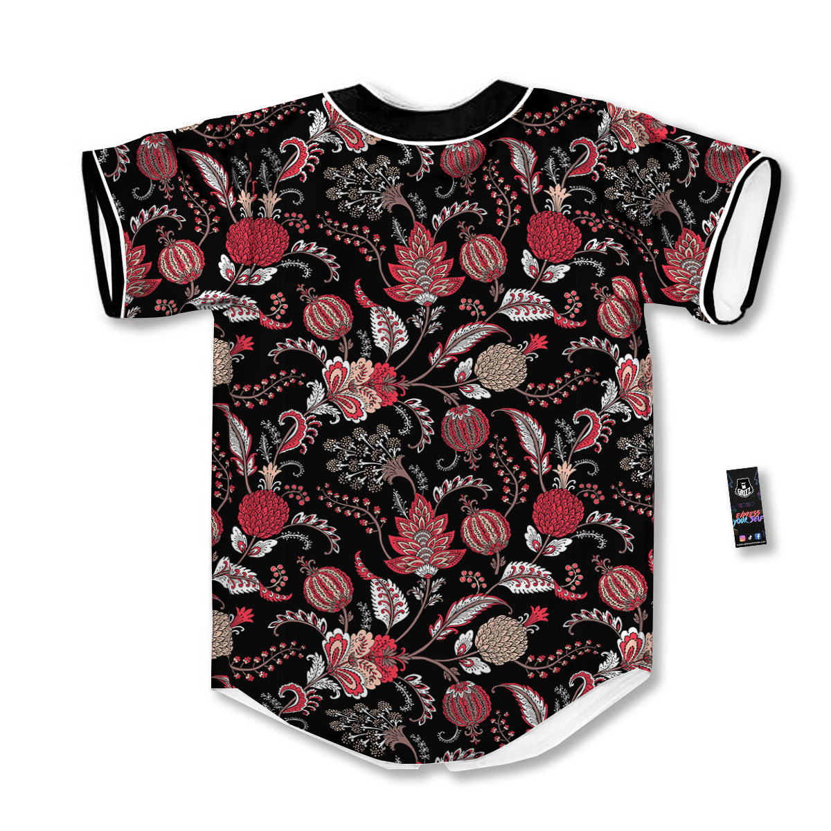 Floral And Paisley Print Pattern Baseball Jersey-grizzshop