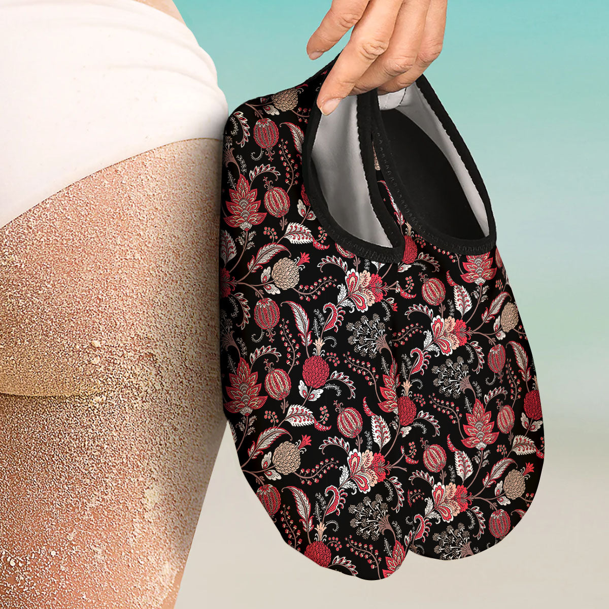 Floral And Paisley Print Pattern Water Shoes-grizzshop