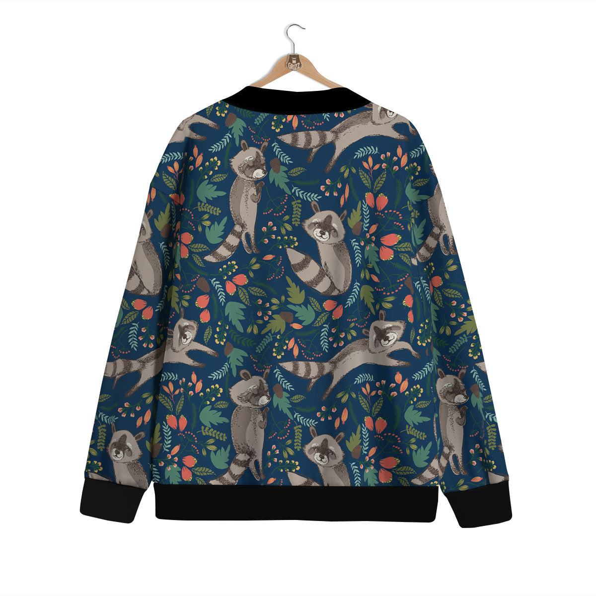 Floral And Raccoon Print Pattern Cardigan-grizzshop