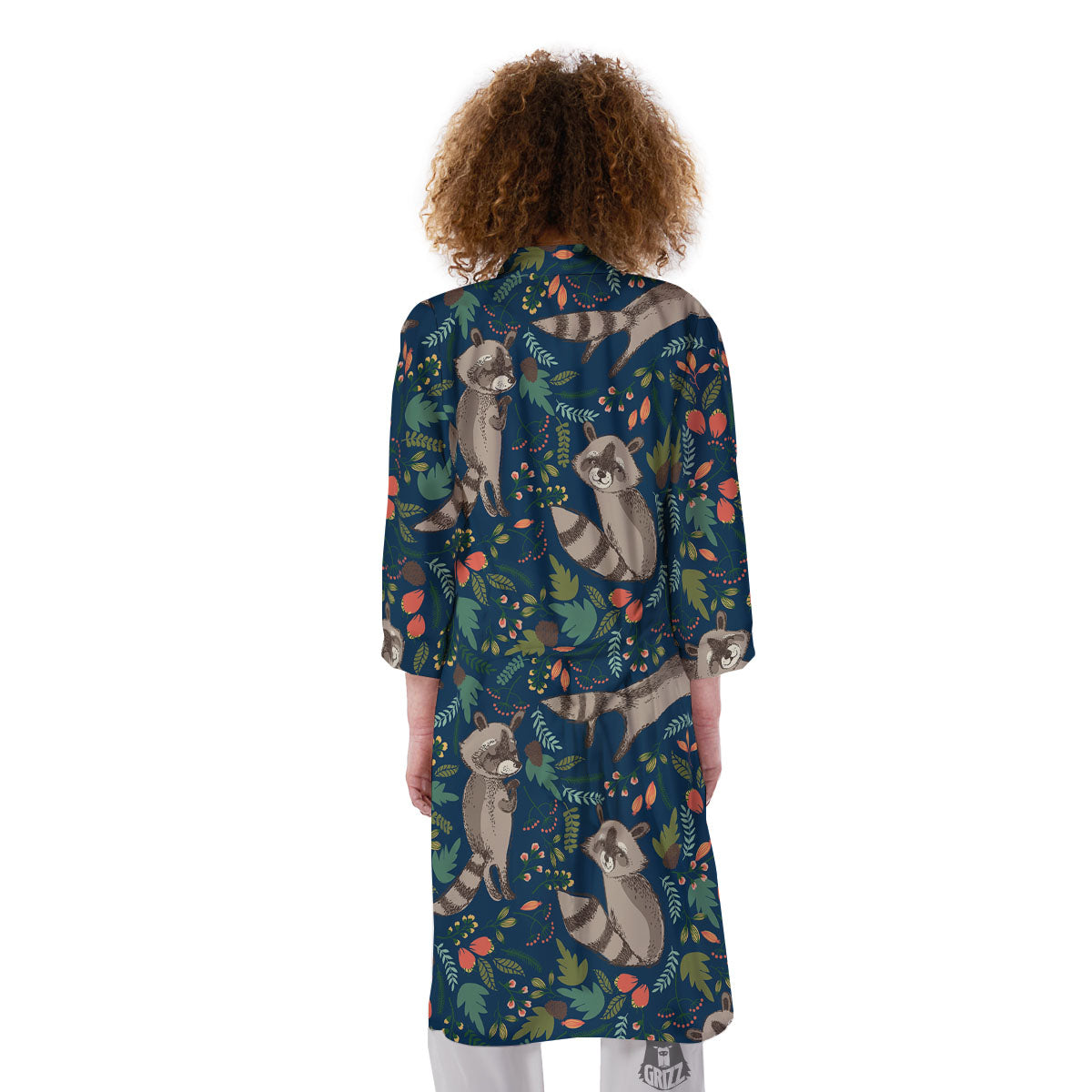 Floral And Raccoon Print Pattern Kimono-grizzshop