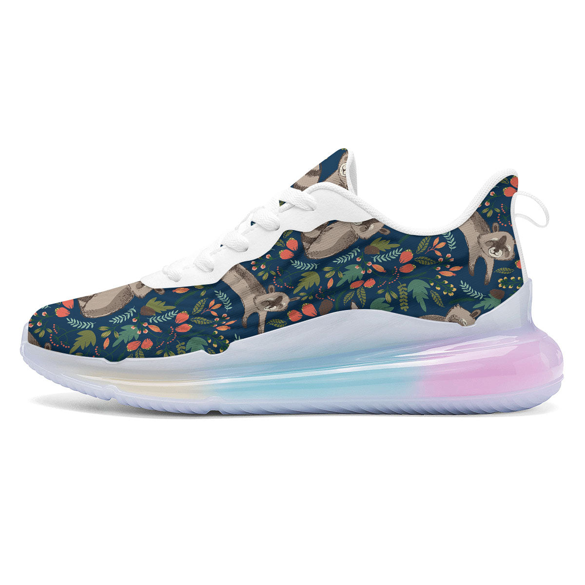 Floral And Raccoon Print Pattern Running Sneakers-grizzshop