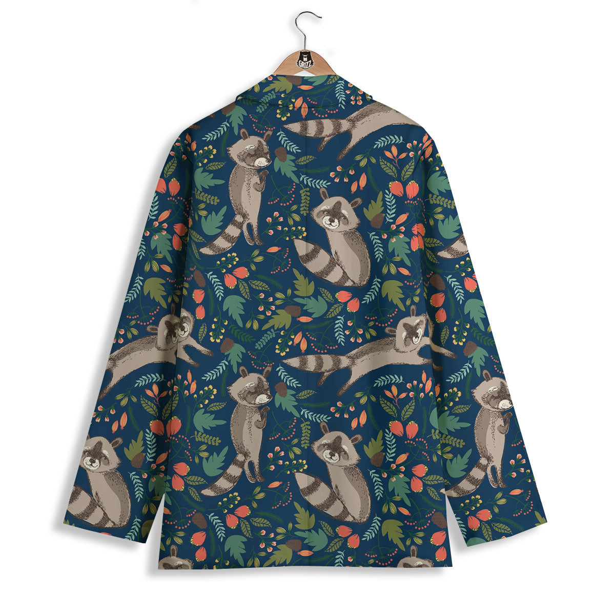 Floral And Raccoon Print Pattern Women's Blazer-grizzshop