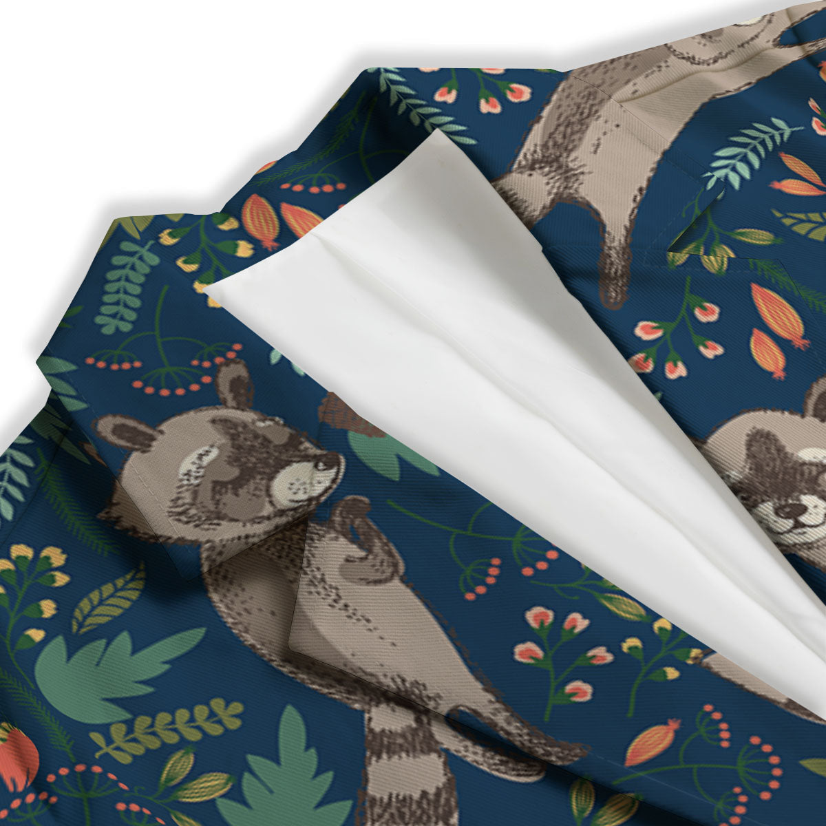 Floral And Raccoon Print Pattern Women's Blazer-grizzshop