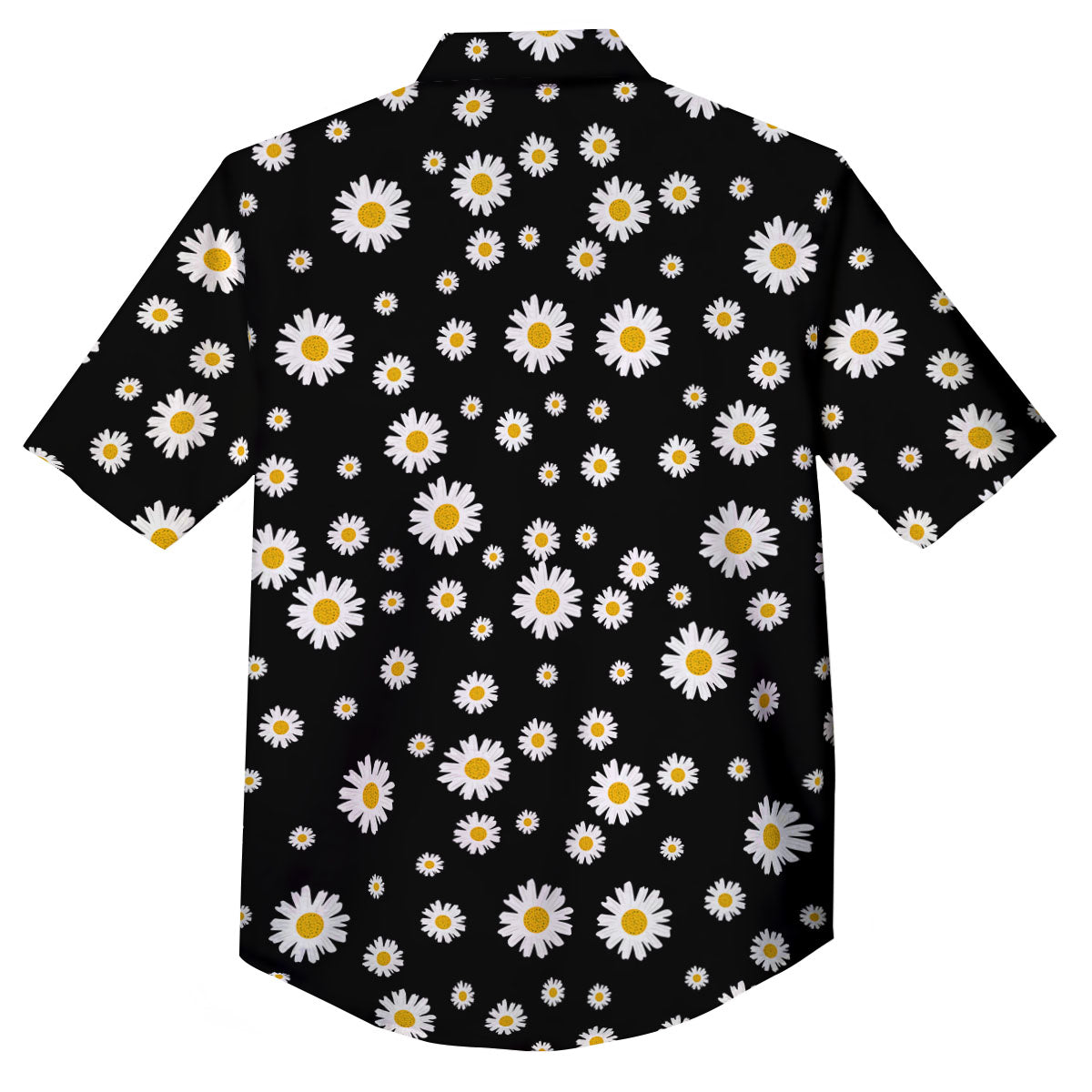 Floral Black Daisy Print Pattern Button Up Shirt-grizzshop