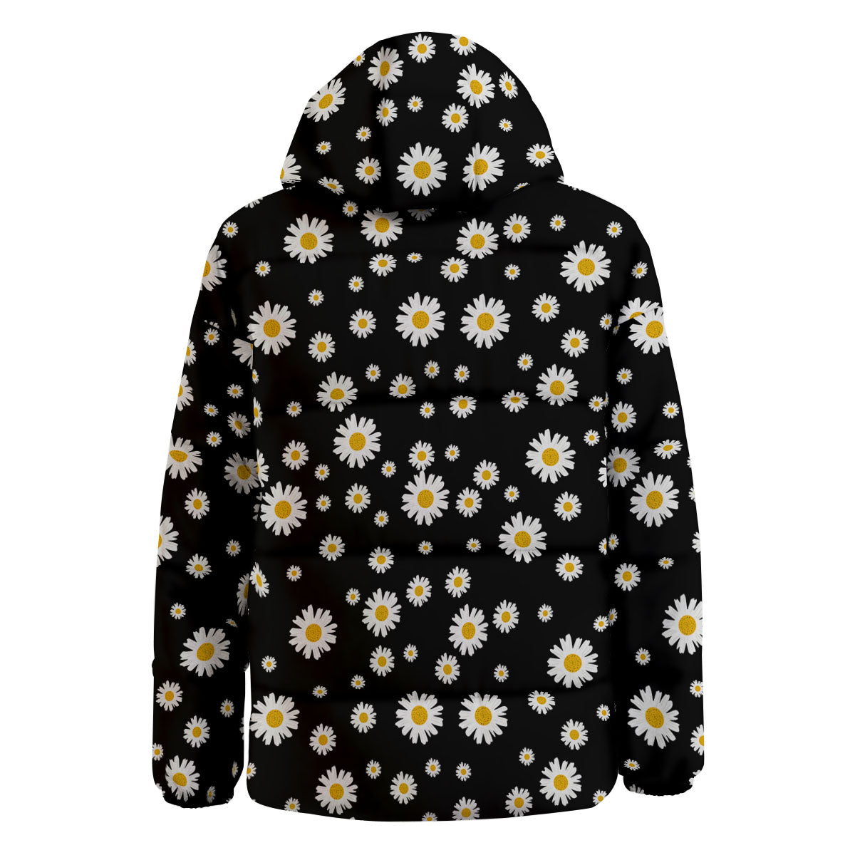 Floral Black Daisy Print Pattern Down Jacket-grizzshop
