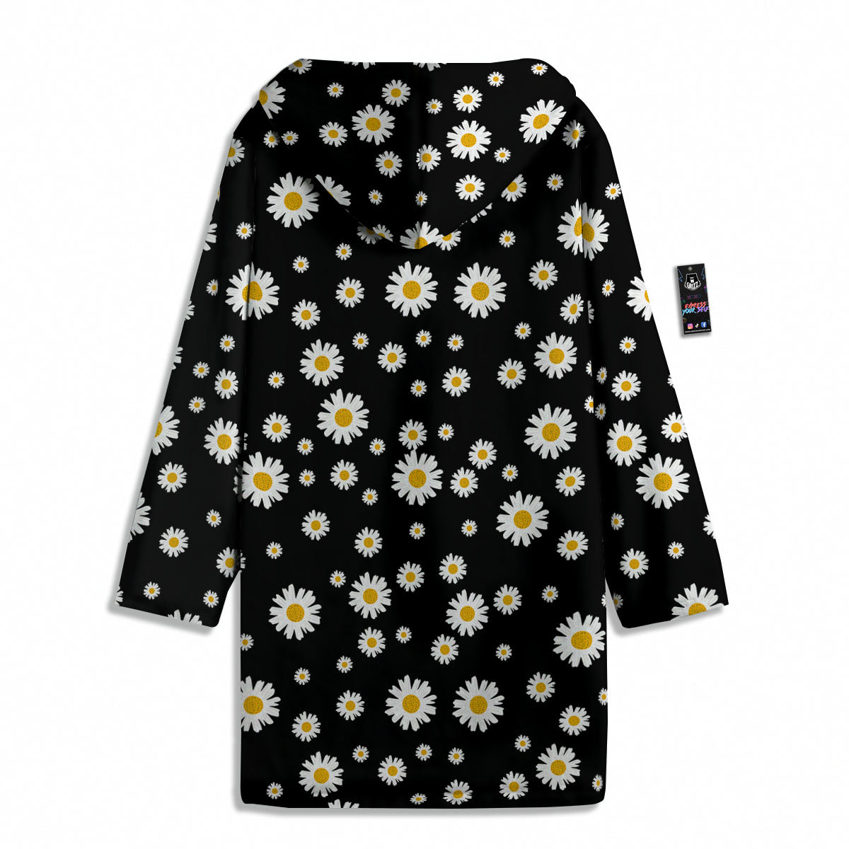 Floral Black Daisy Print Pattern Men's Windbreaker Jacket-grizzshop