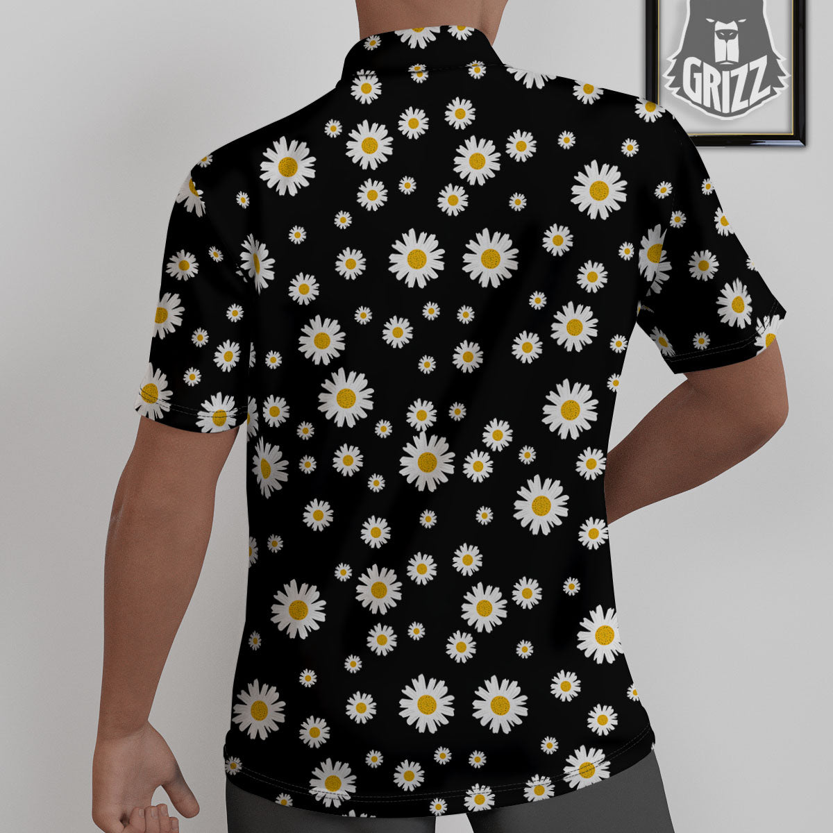 Floral Black Daisy Print Pattern Untucked Shirts-grizzshop