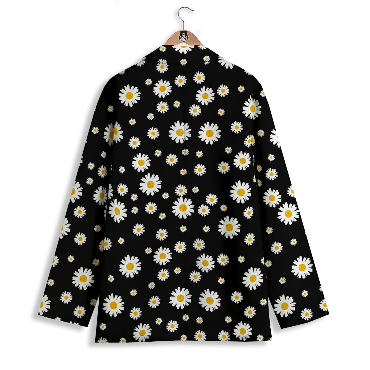 Floral Black Daisy Print Pattern Women's Blazer-grizzshop