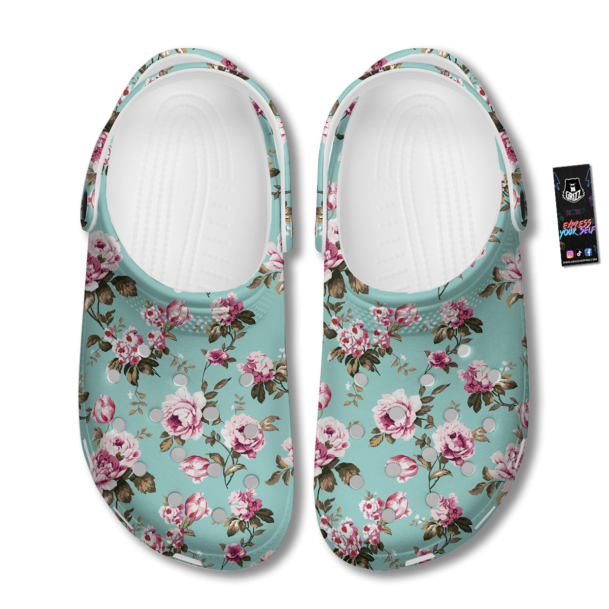 Floral Blossom Vintage Print Pattern Clog-grizzshop