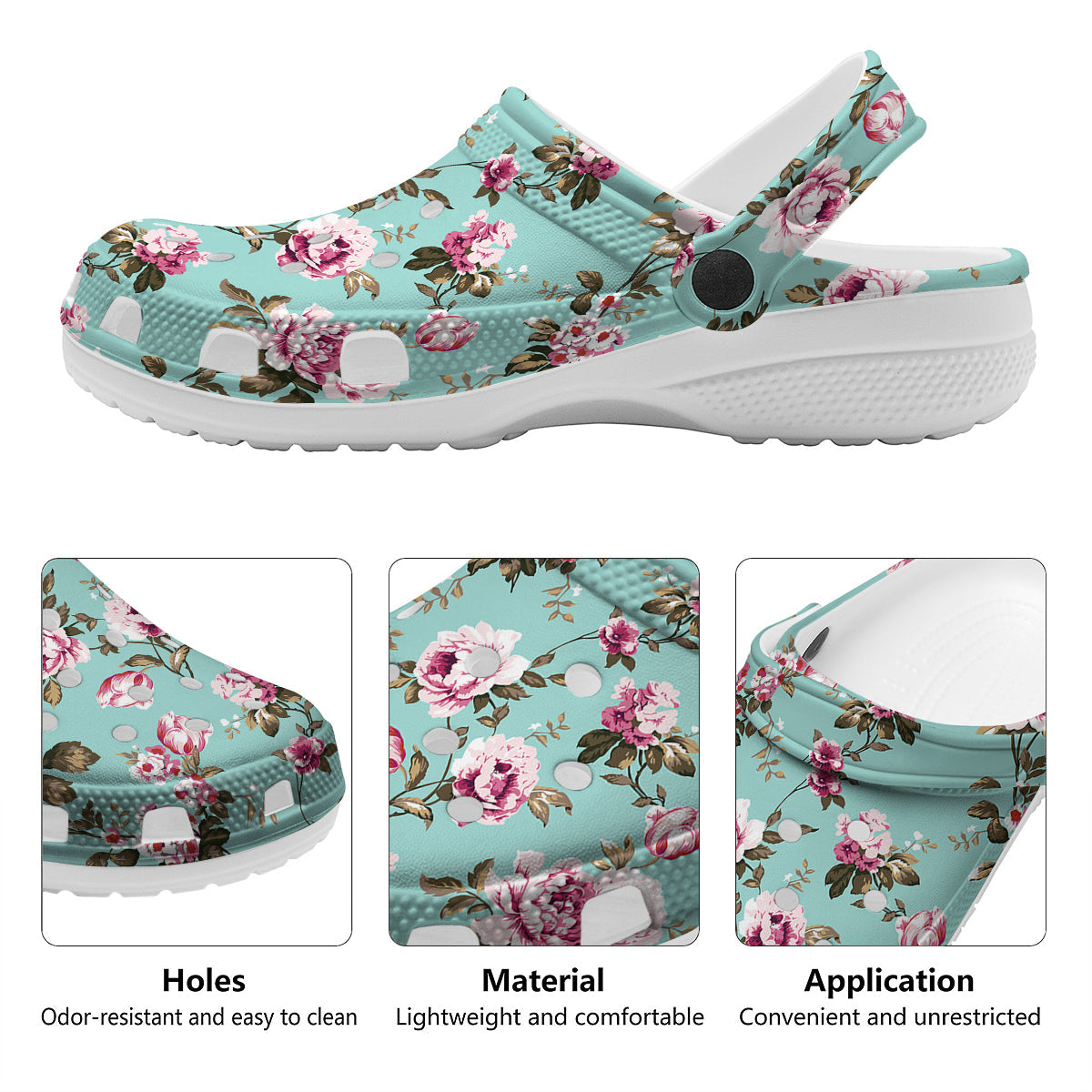 Floral Blossom Vintage Print Pattern Clog-grizzshop