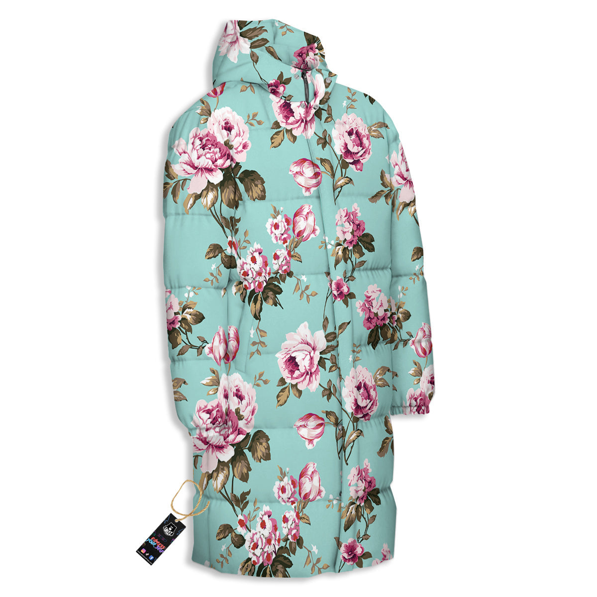 Floral Blossom Vintage Print Pattern Long Down Jacket-grizzshop