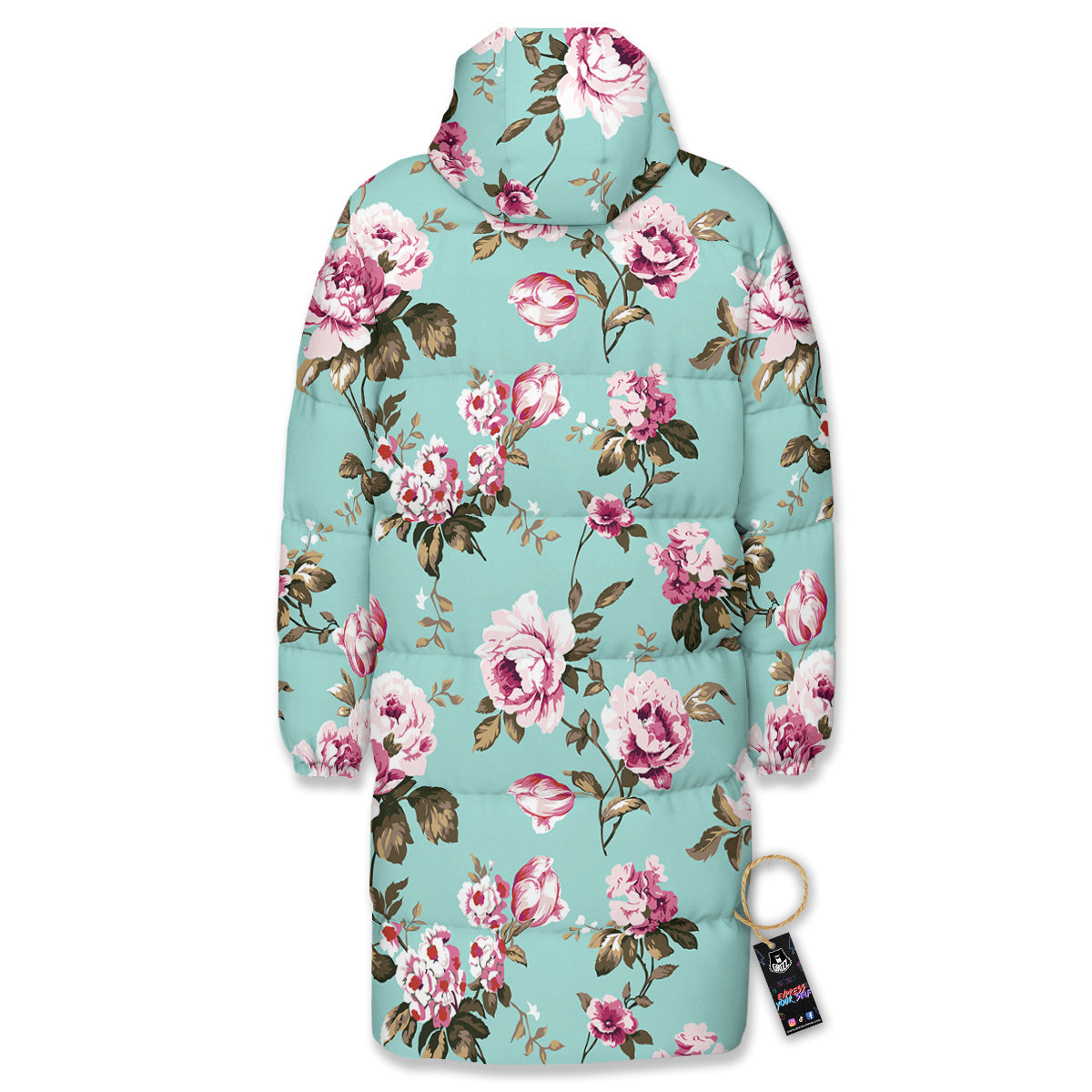 Floral Blossom Vintage Print Pattern Long Down Jacket-grizzshop