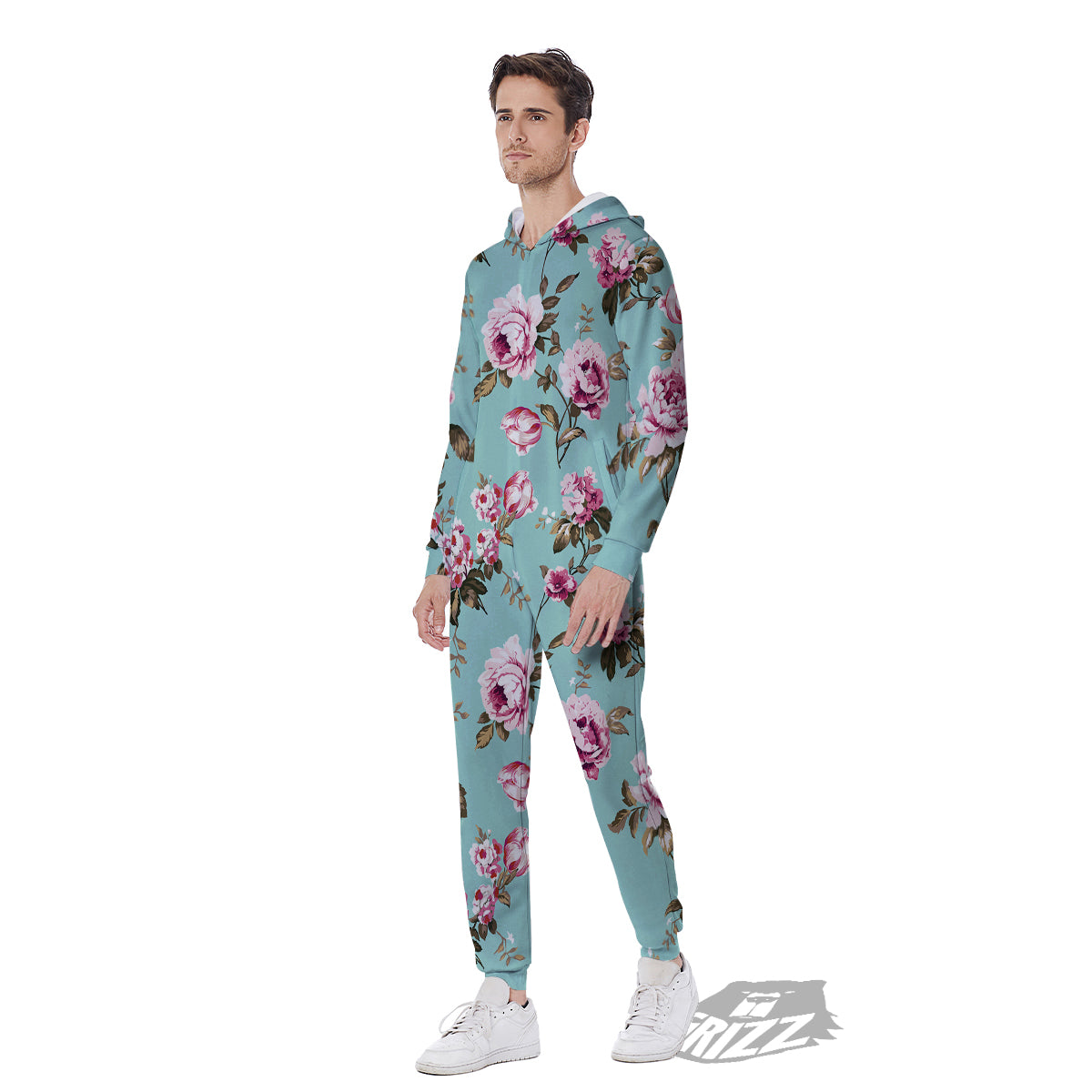 Floral Blossom Vintage Print Pattern Men's Jumpsuit-grizzshop