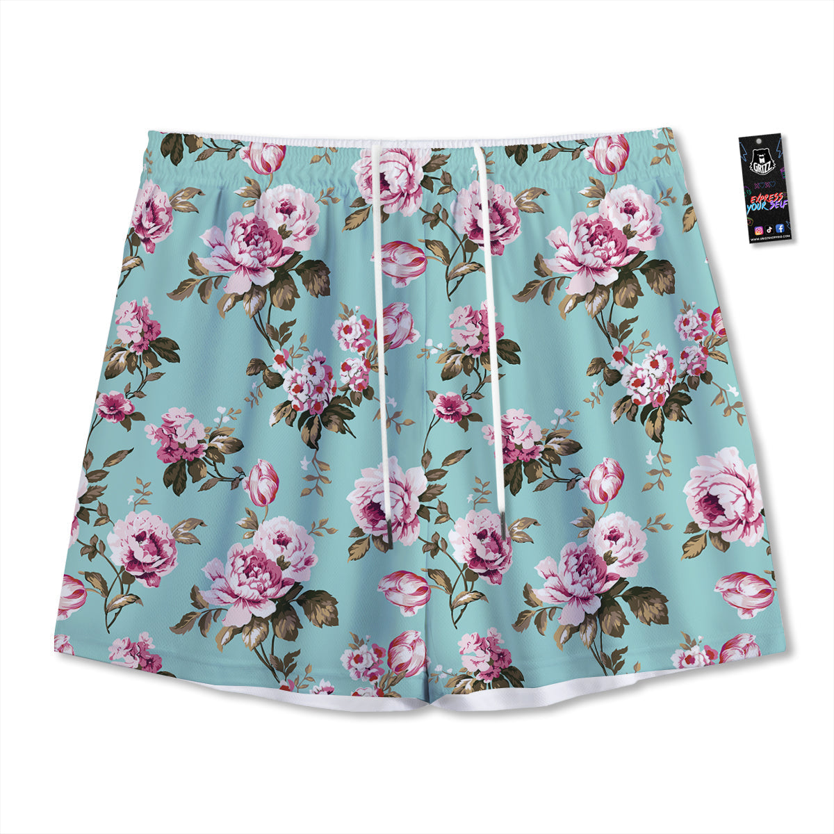 Floral Blossom Vintage Print Pattern Mesh Shorts