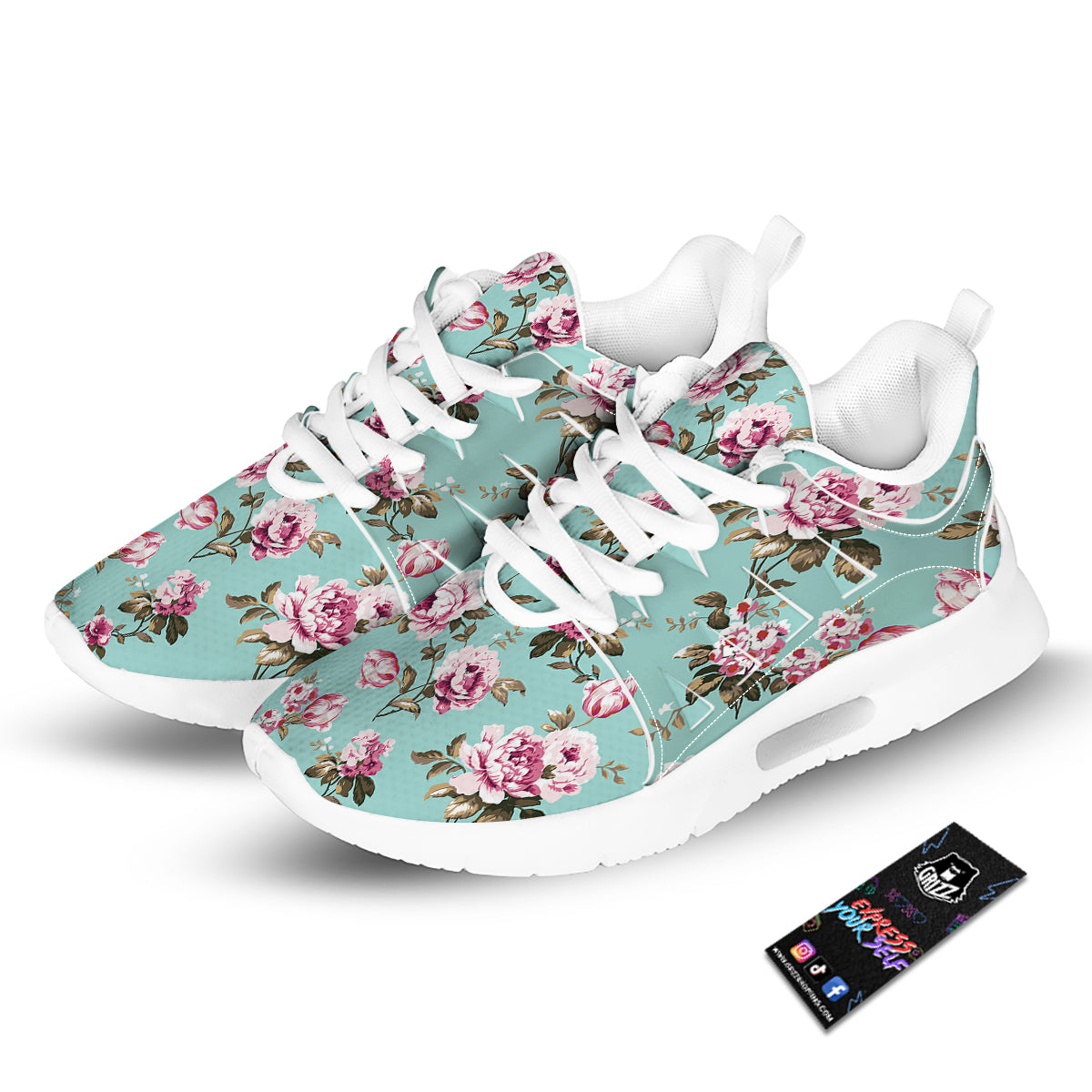 Floral Blossom Vintage Print Pattern Tennis Shoes-grizzshop