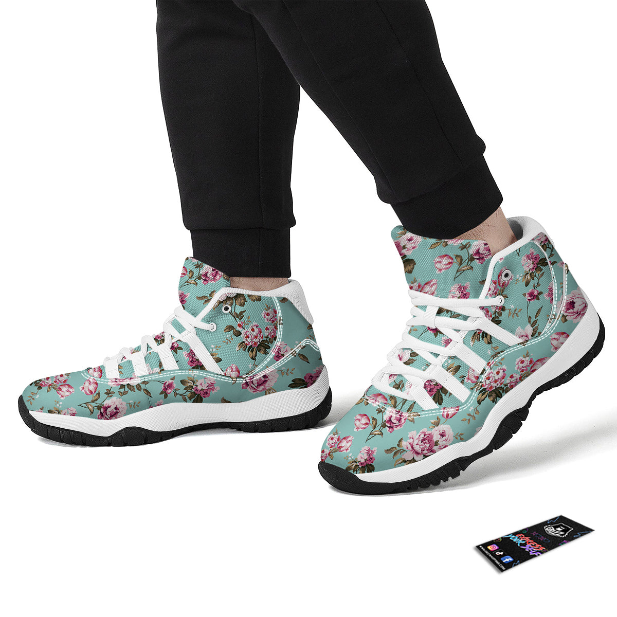 Floral Blossom Vintage Print Pattern White Bball Shoes-grizzshop