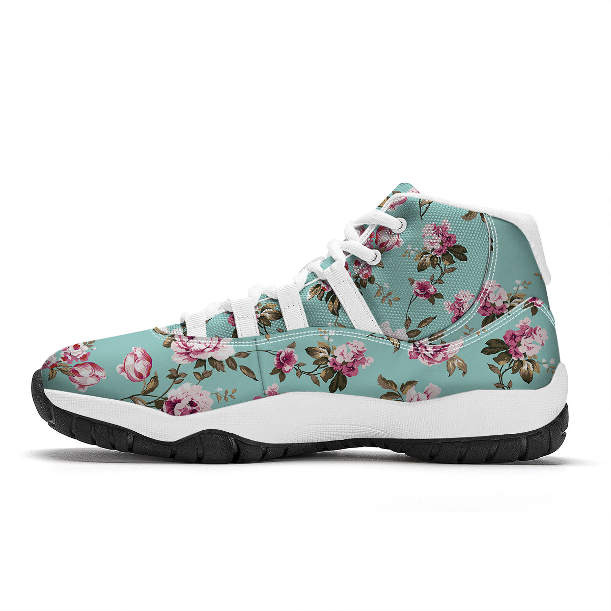 Floral Blossom Vintage Print Pattern White Bball Shoes-grizzshop