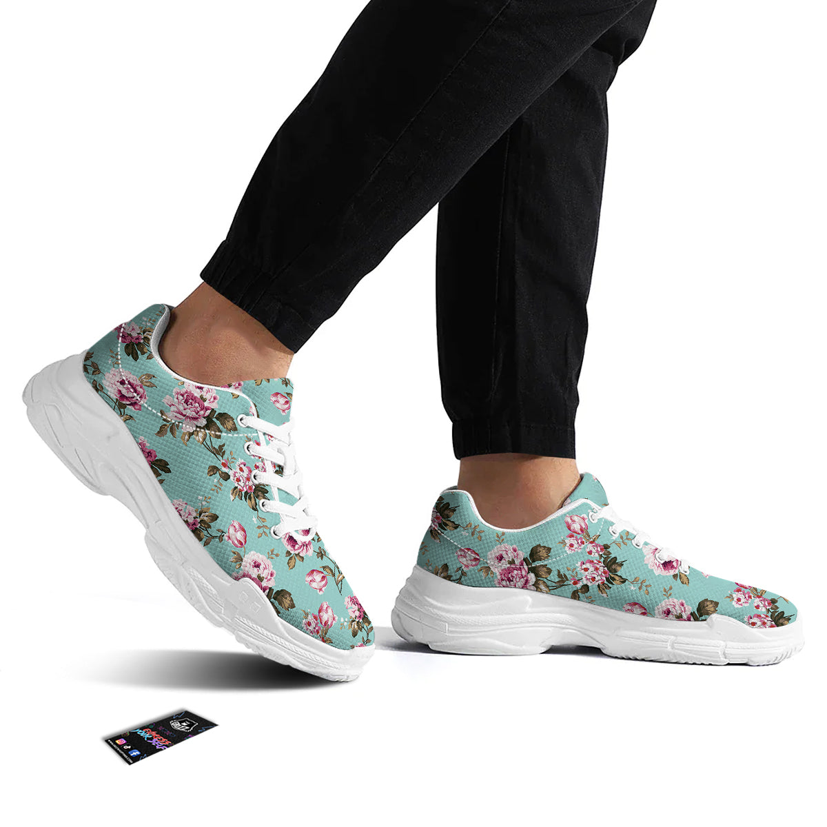 Floral Blossom Vintage Print Pattern White Chunky Shoes-grizzshop