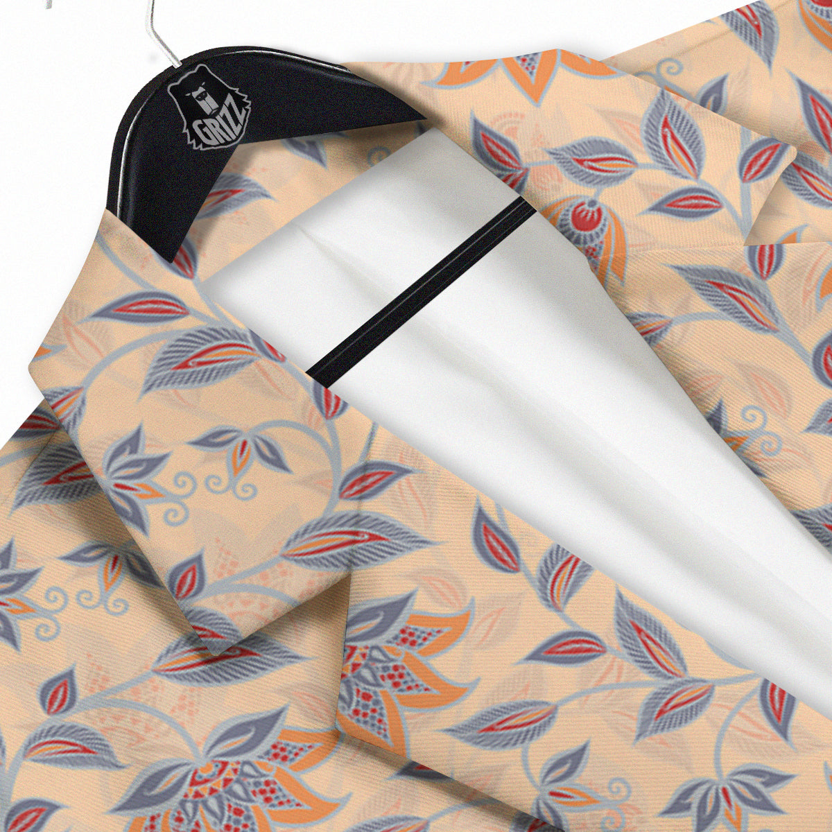 Floral Bohemian Beige Print Pattern Men's Sport Coat-grizzshop