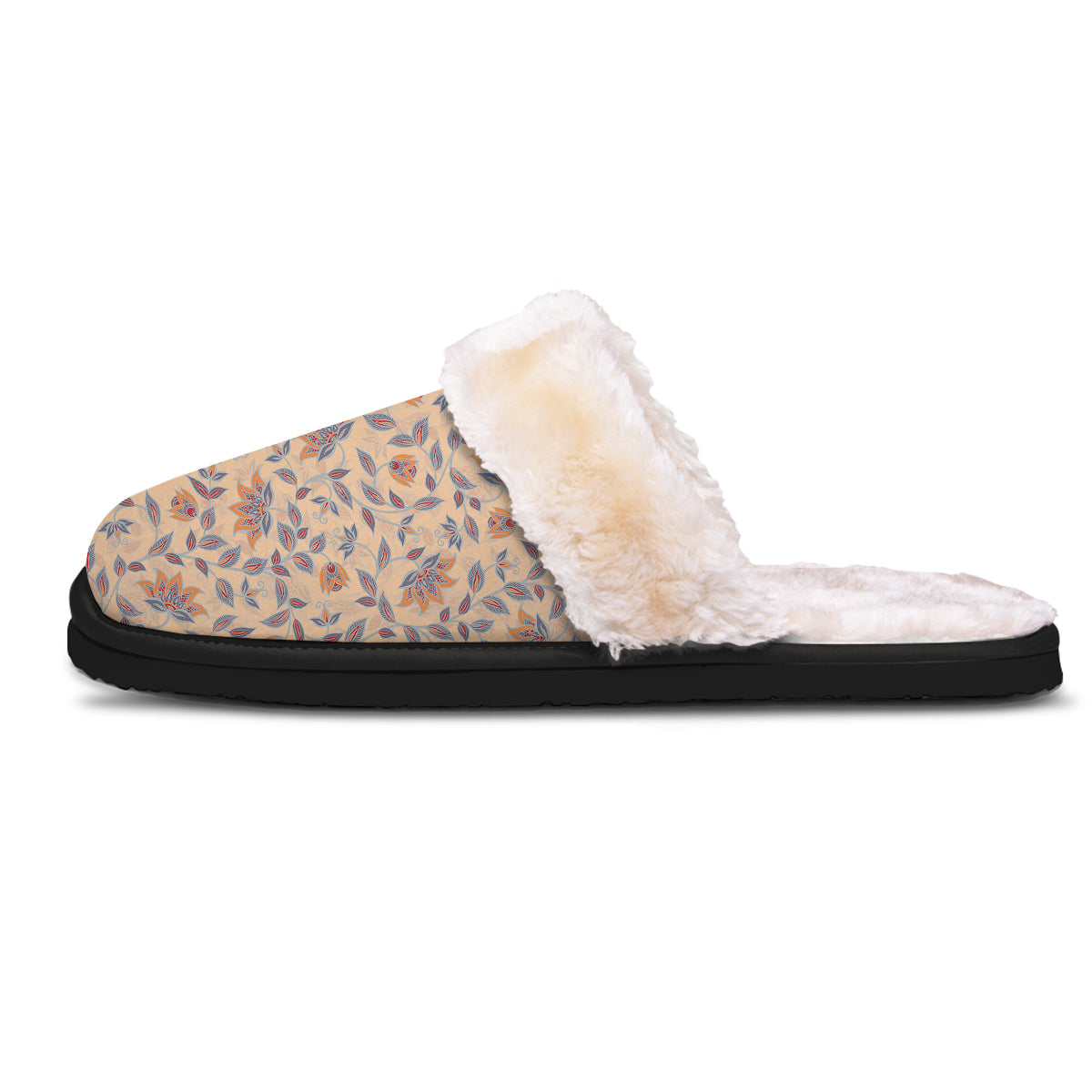 Floral Bohemian Beige Print Pattern Slippers-grizzshop