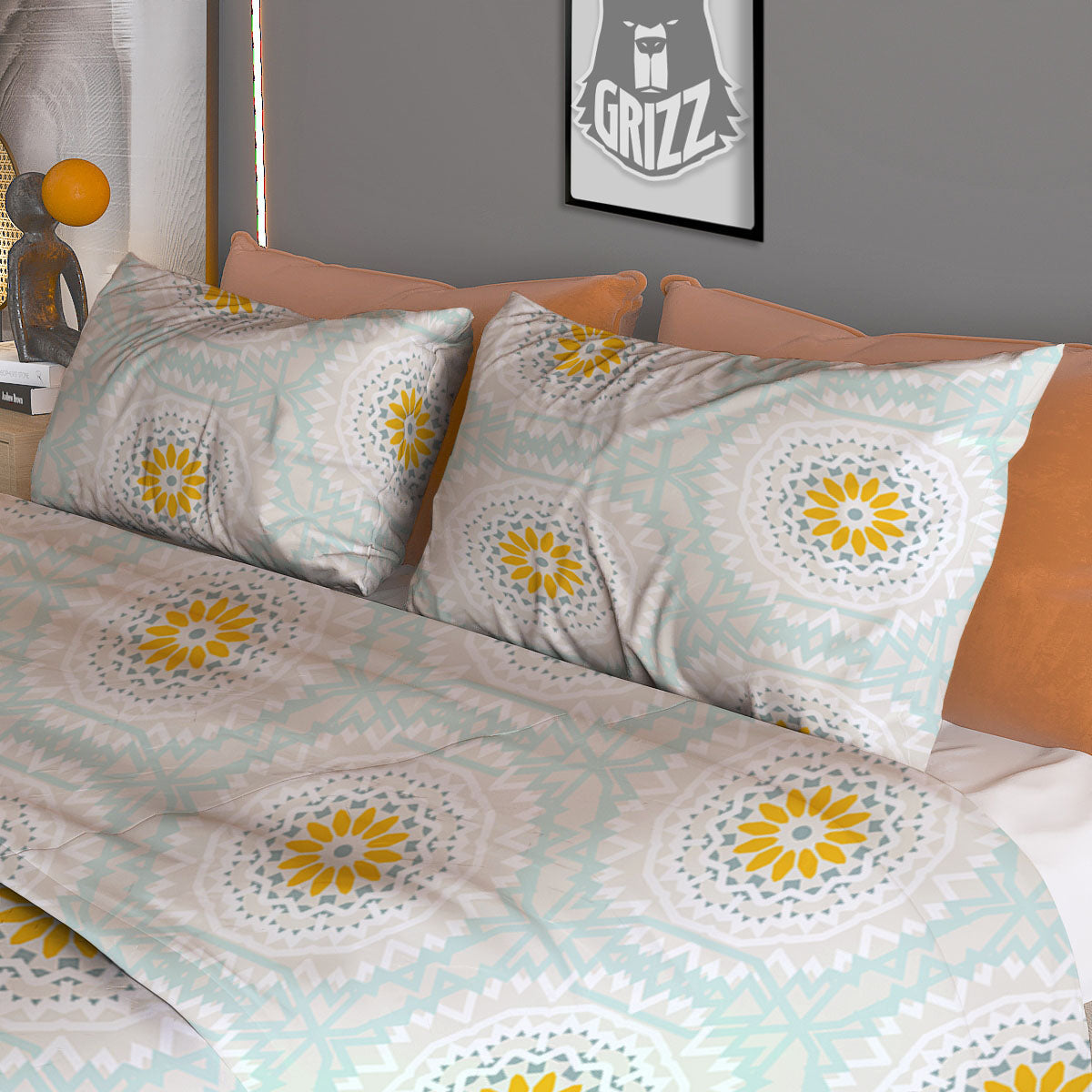 Floral Bohemian Pastel Print Pattern Duvet Cover Bedding Set
