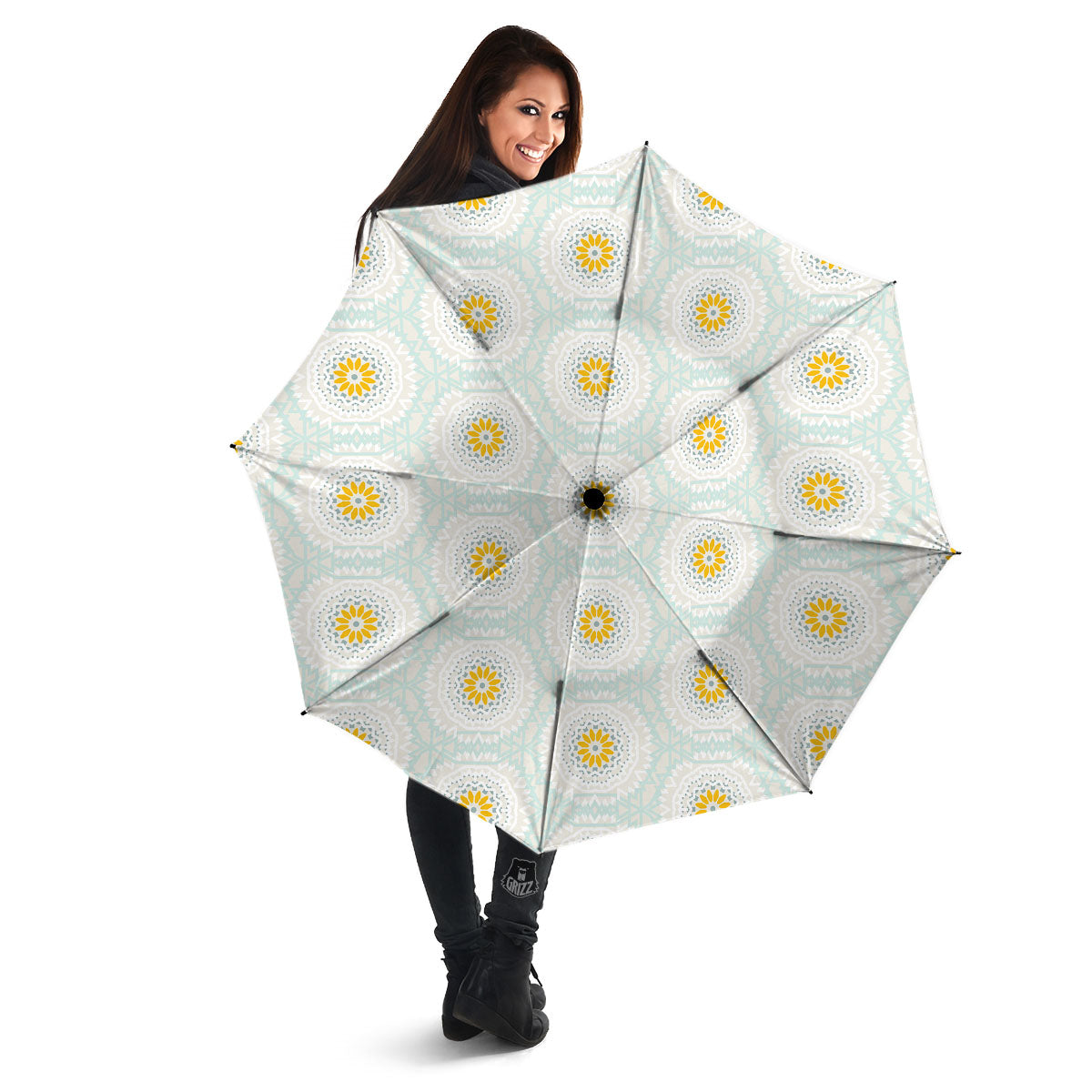 Floral Bohemian Pastel Print Pattern Umbrella-grizzshop