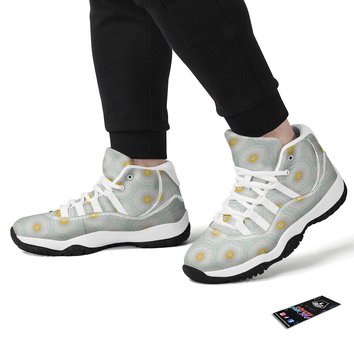 Floral Bohemian Pastel Print Pattern White Bball Shoes-grizzshop