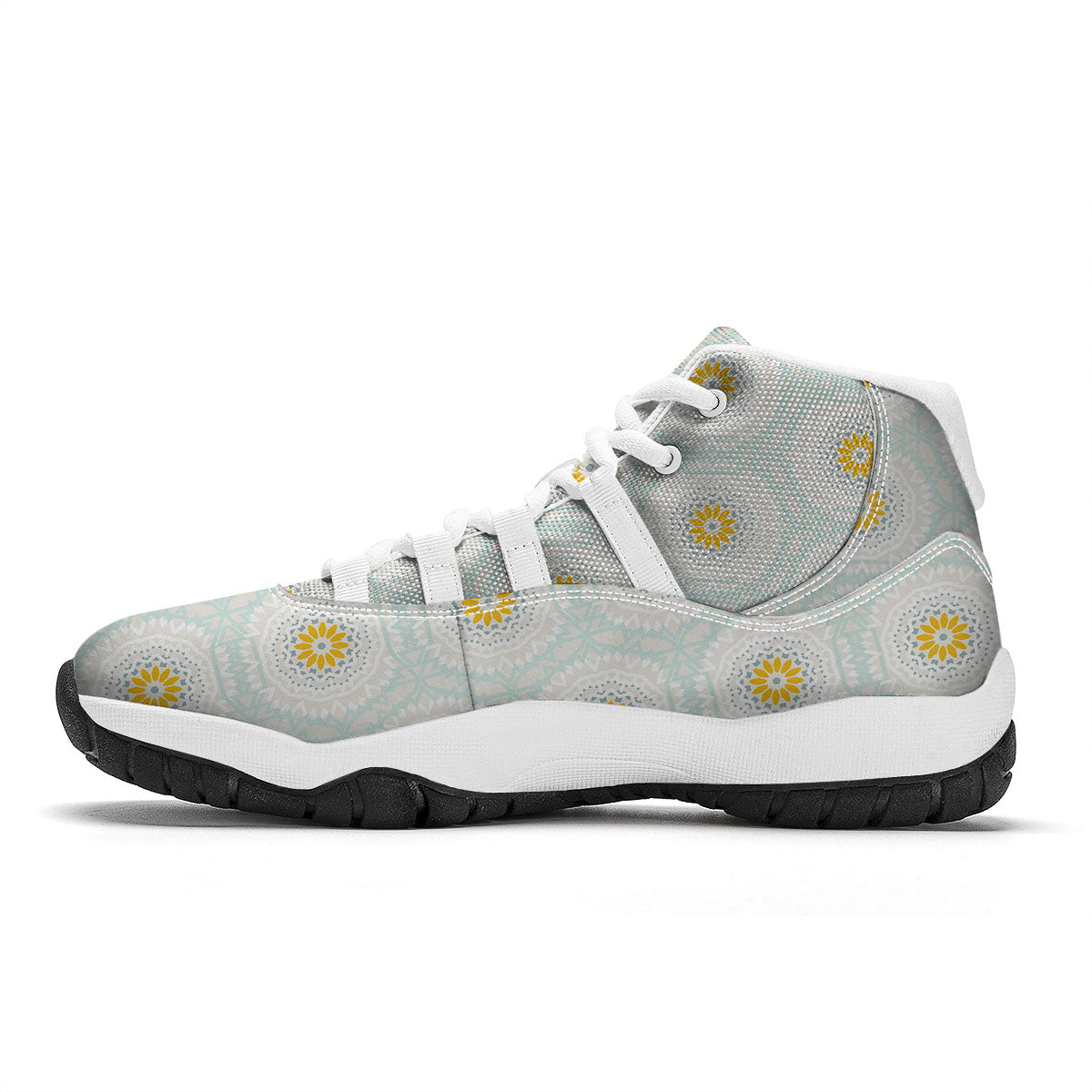 Floral Bohemian Pastel Print Pattern White Bball Shoes-grizzshop