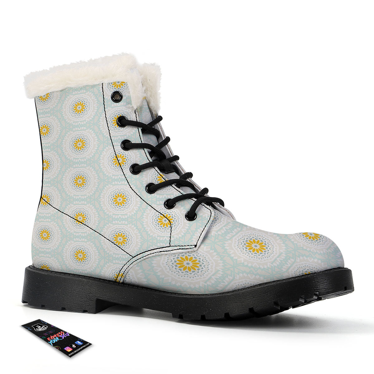 Floral Bohemian Pastel Print Pattern Winter Boots-grizzshop