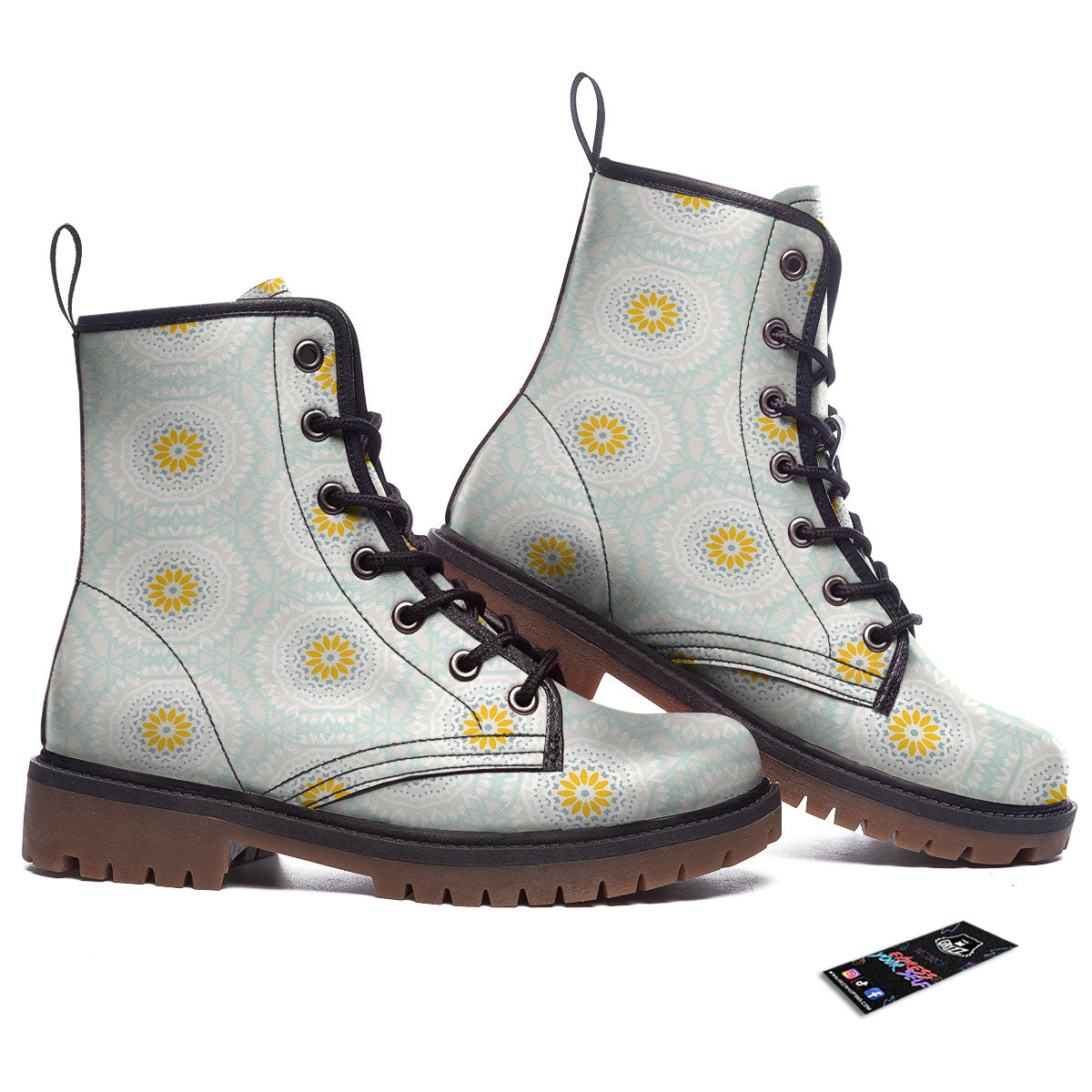 Floral Bohemian Pastel Print Pattern Work Boots-grizzshop