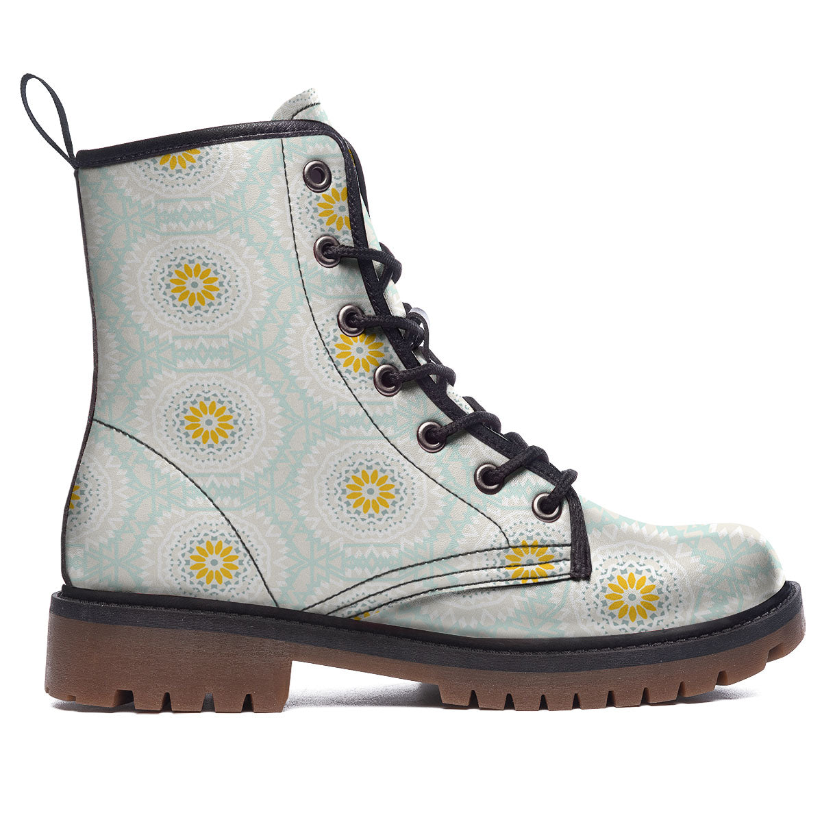 Floral Bohemian Pastel Print Pattern Work Boots-grizzshop