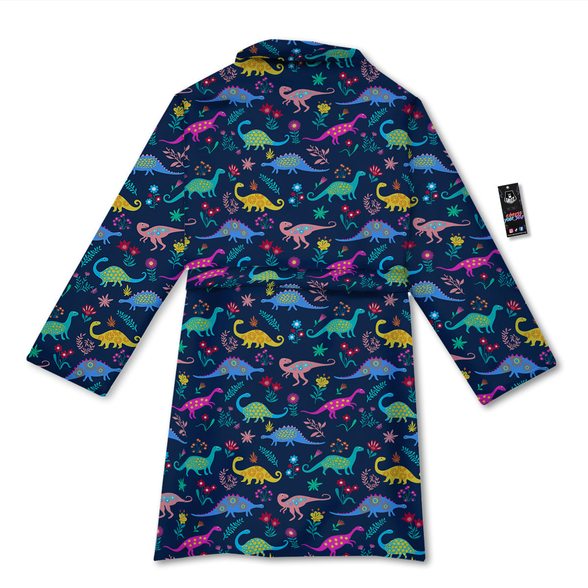 Floral Cute Dino Print Pattern Bathrobe-grizzshop
