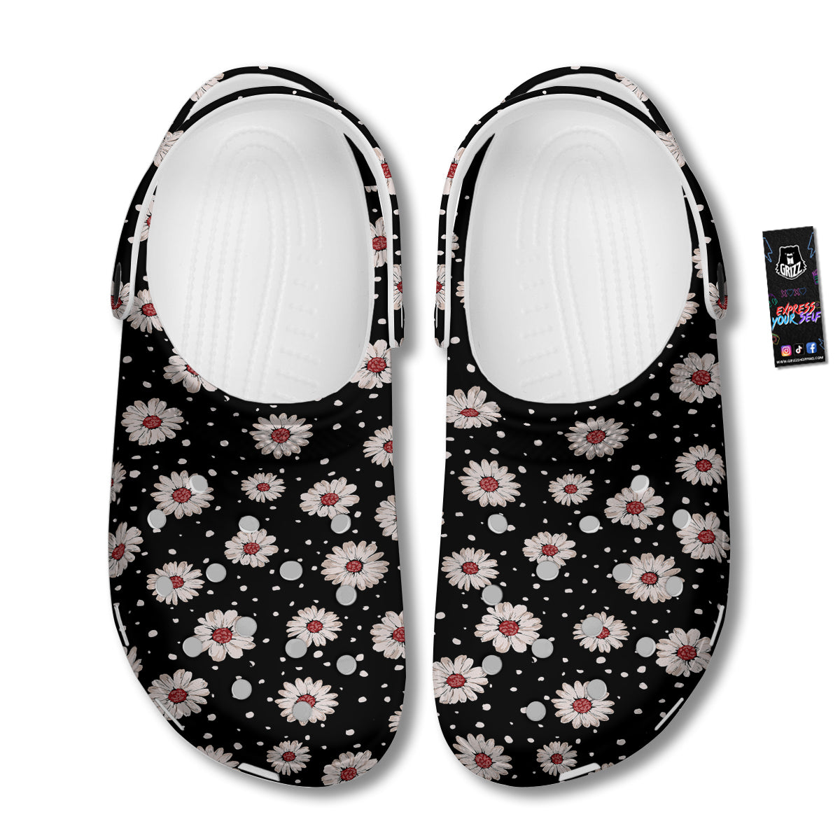 Floral Daisy Watercolor Print Pattern Clog-grizzshop