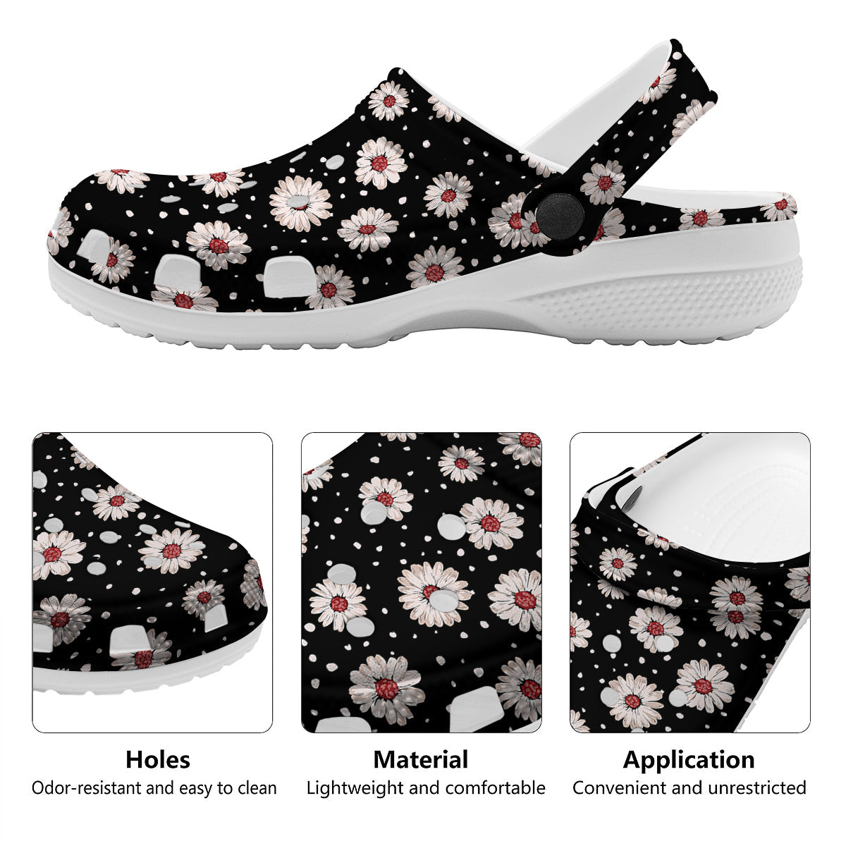 Floral Daisy Watercolor Print Pattern Clog-grizzshop