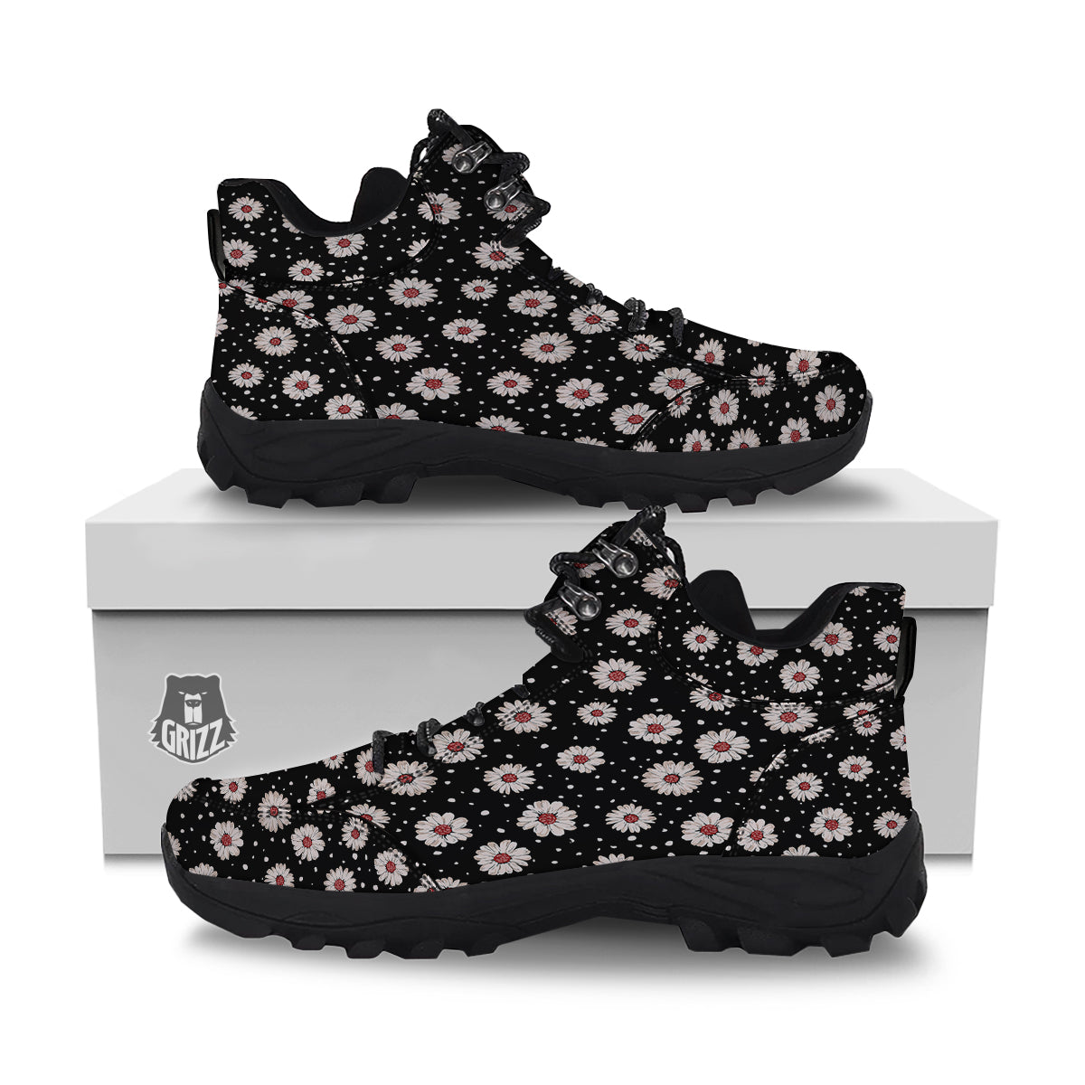 Floral Daisy Watercolor Print Pattern Hiking Shoes-grizzshop