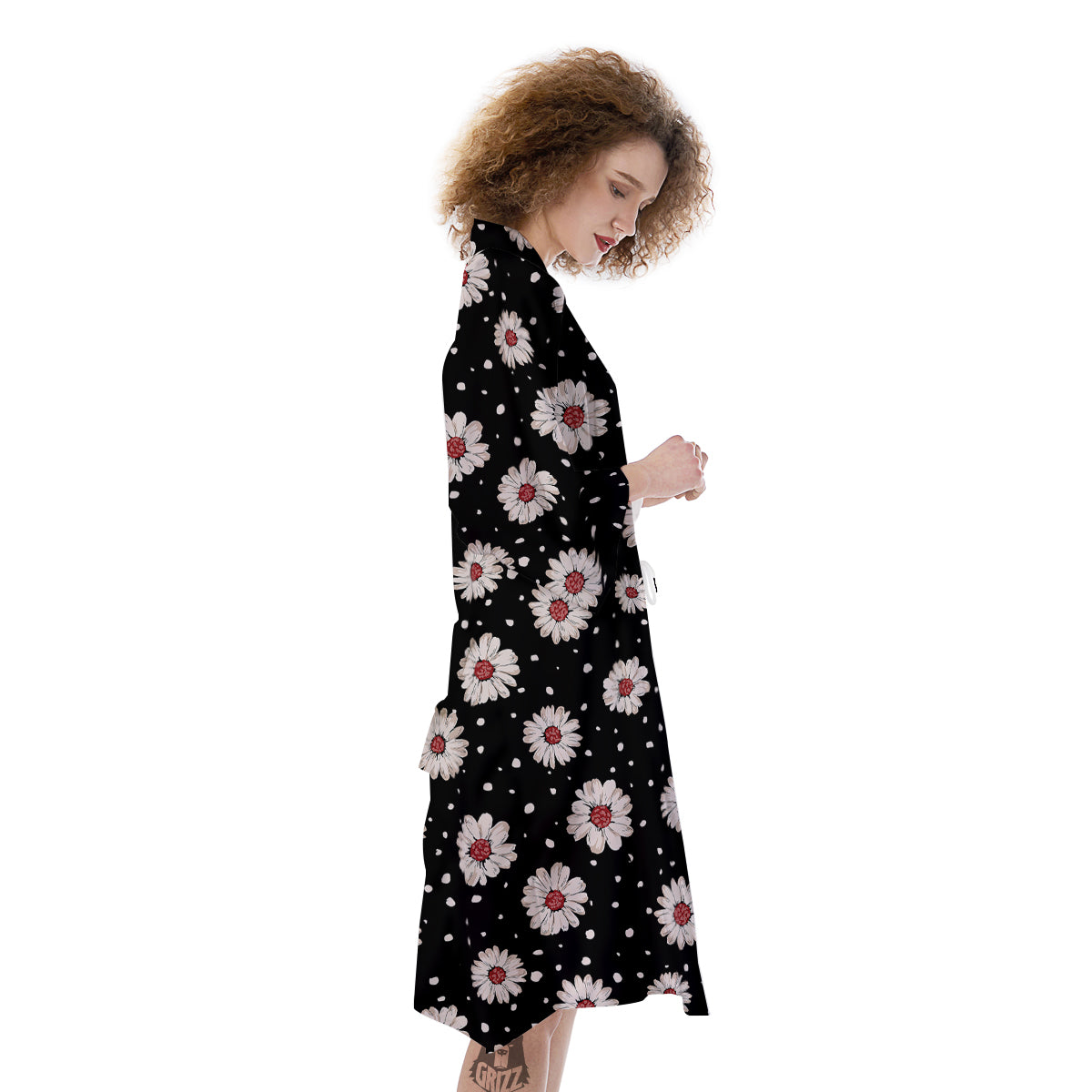 Floral Daisy Watercolor Print Pattern Kimono-grizzshop