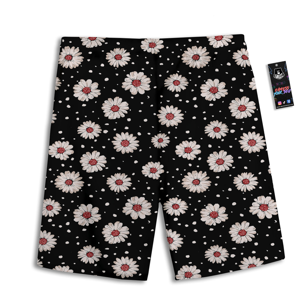 Floral Daisy Watercolor Print Pattern Men's Athletic Shorts