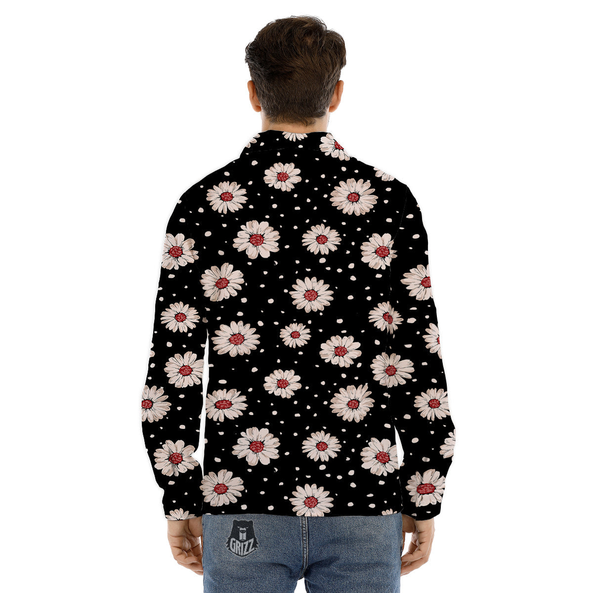 Floral Daisy Watercolor Print Pattern Men's Dress Shirts-grizzshop