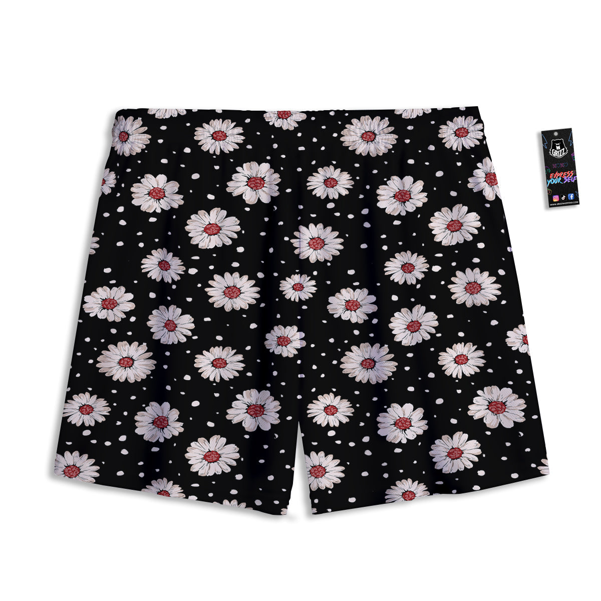 Floral Daisy Watercolor Print Pattern Mesh Shorts