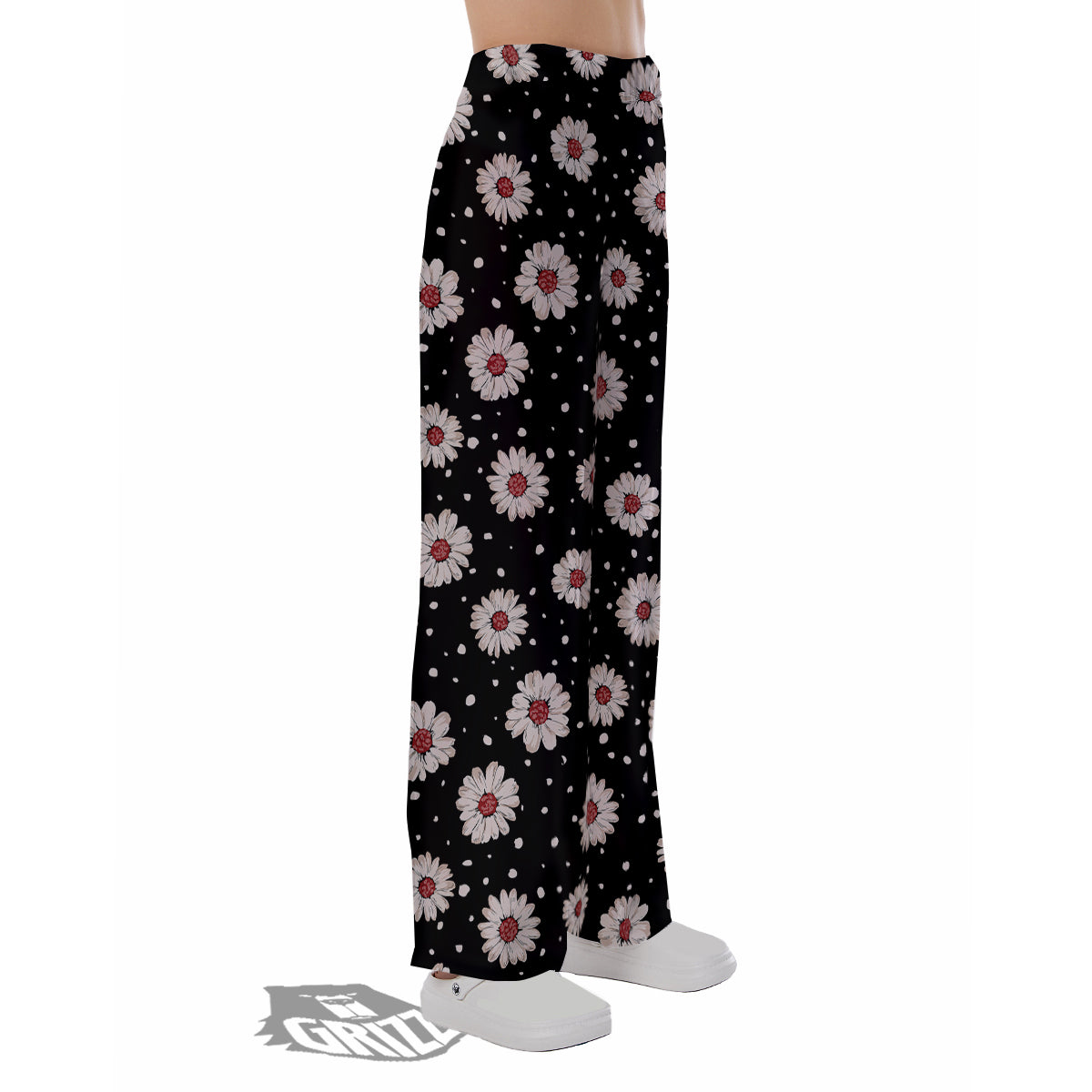 Floral Daisy Watercolor Print Pattern Pajama Pants-grizzshop