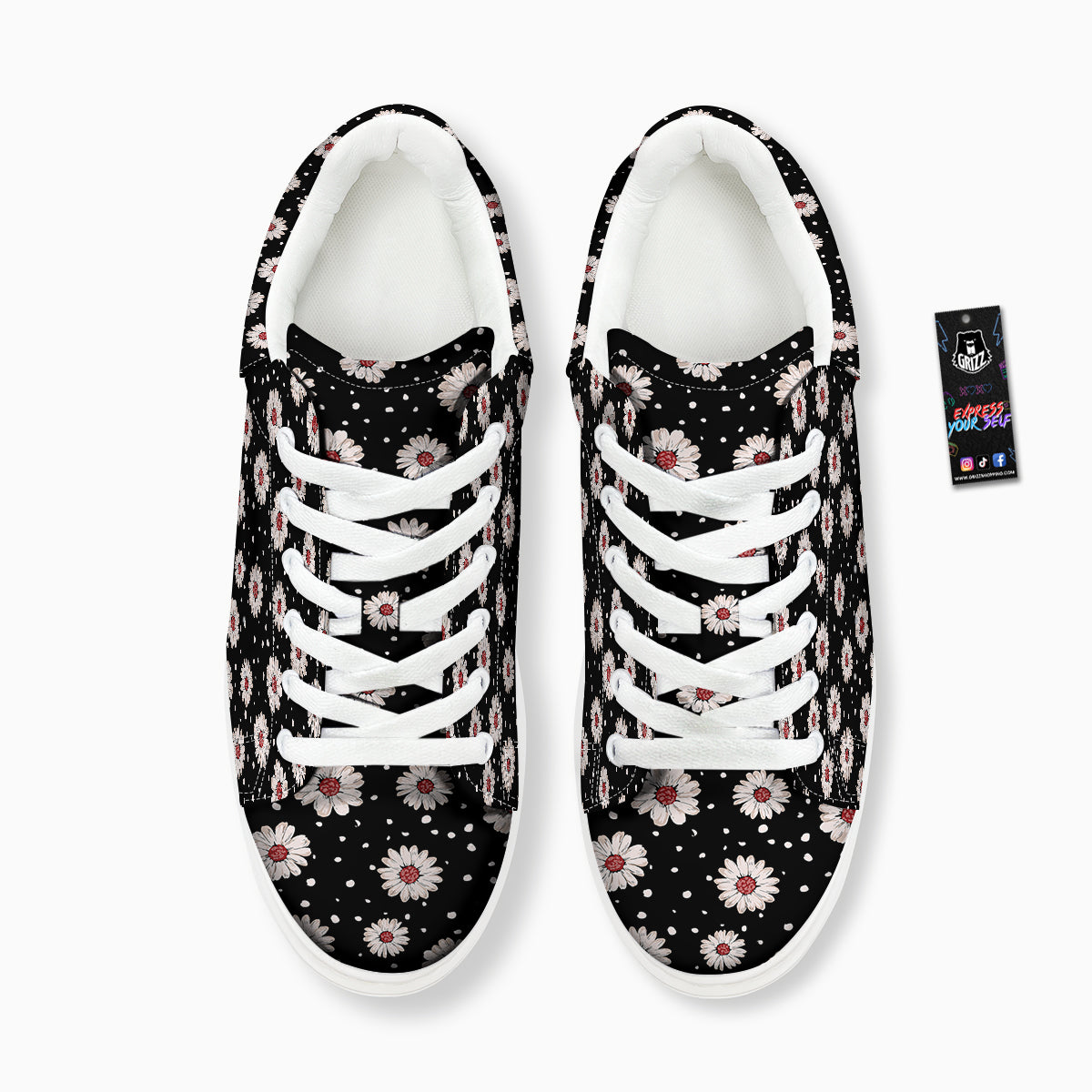 Floral Daisy Watercolor Print Pattern Platform Shoes-grizzshop