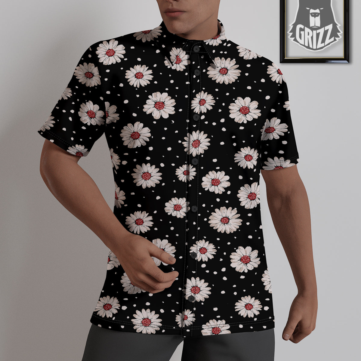 Floral Daisy Watercolor Print Pattern Untucked Shirts-grizzshop
