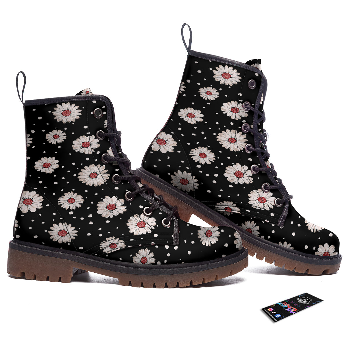 Floral Daisy Watercolor Print Pattern Work Boots-grizzshop