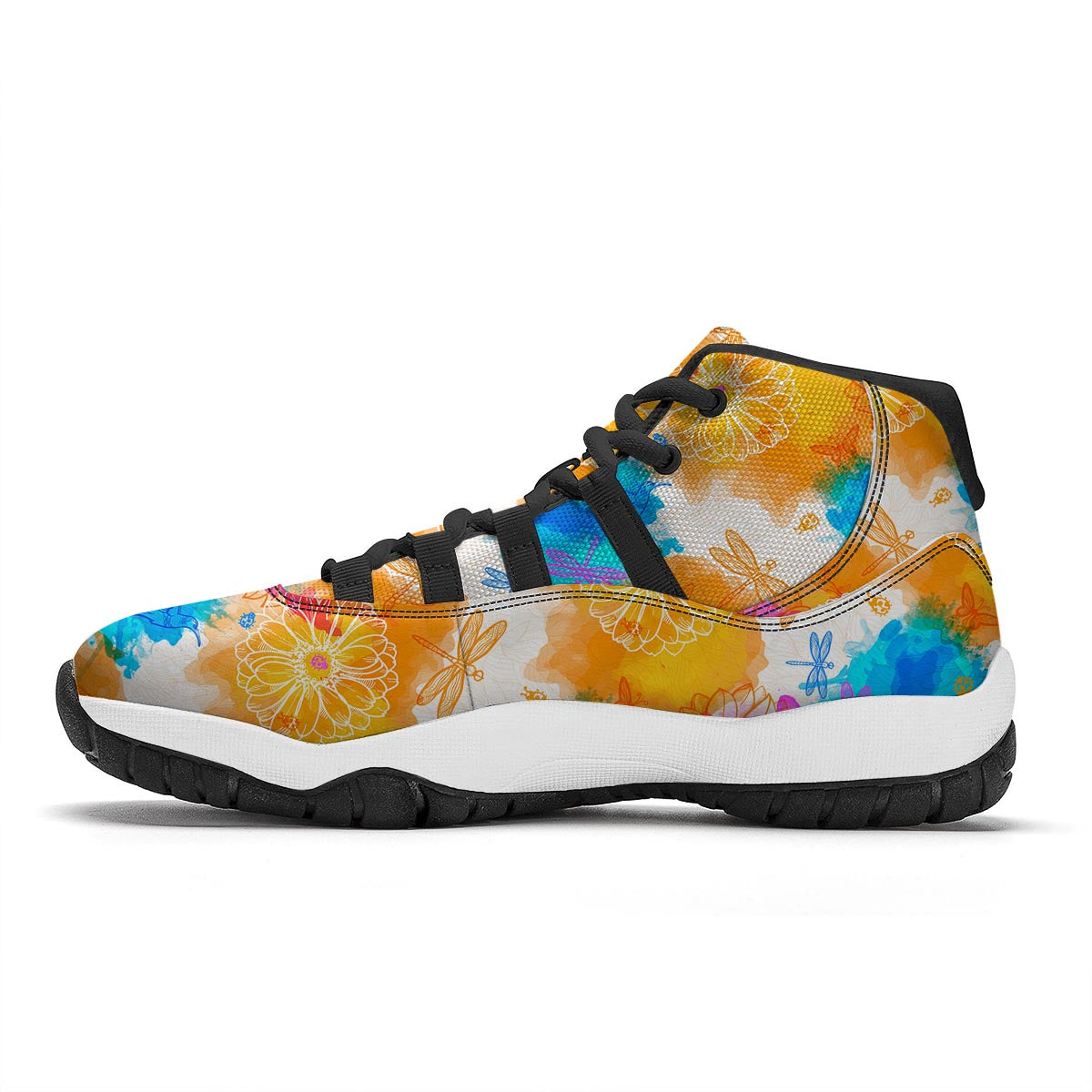 Floral Dragonfly Black Bball Shoes-grizzshop