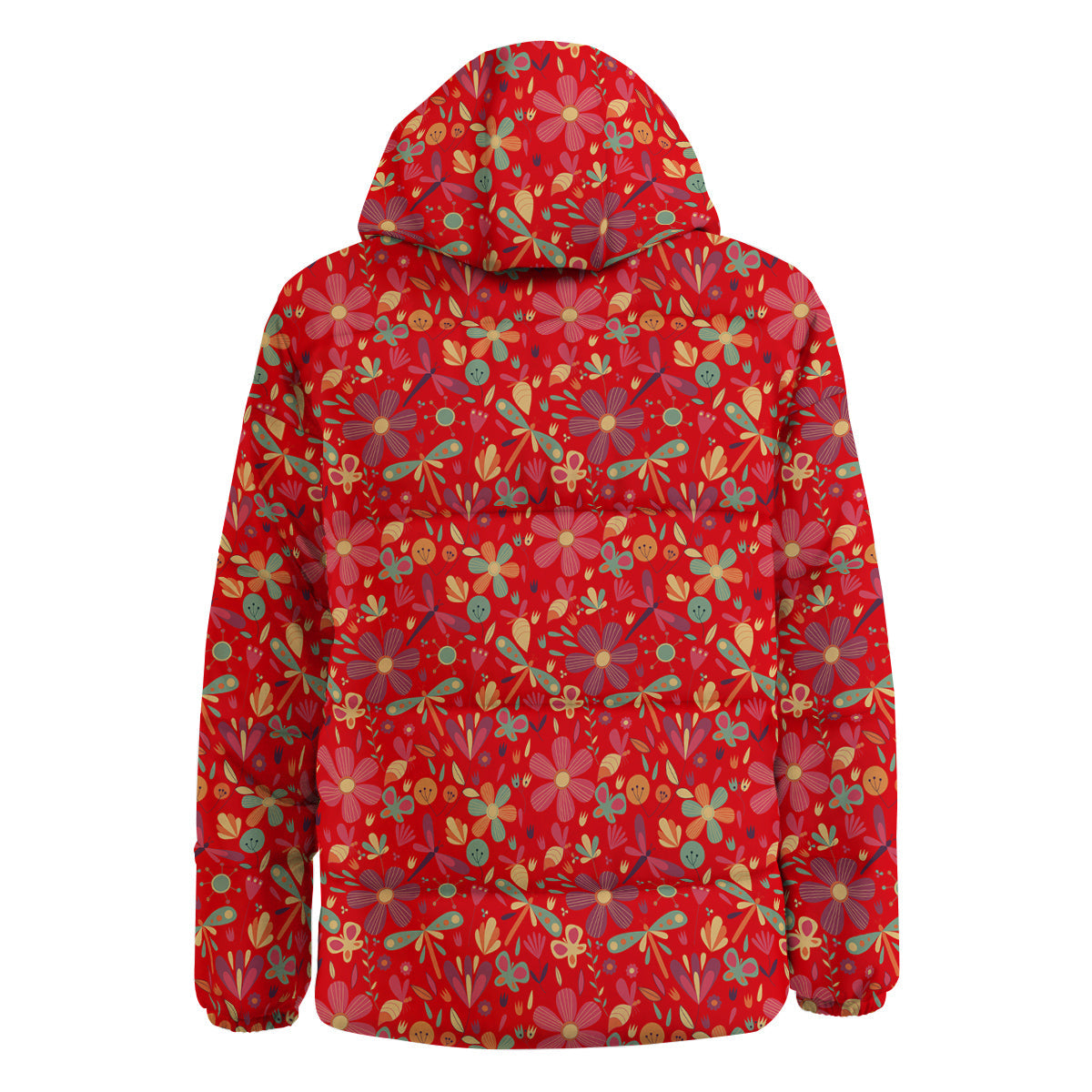 Floral Dragonfly Christmas Print Pattern Down Jacket-grizzshop
