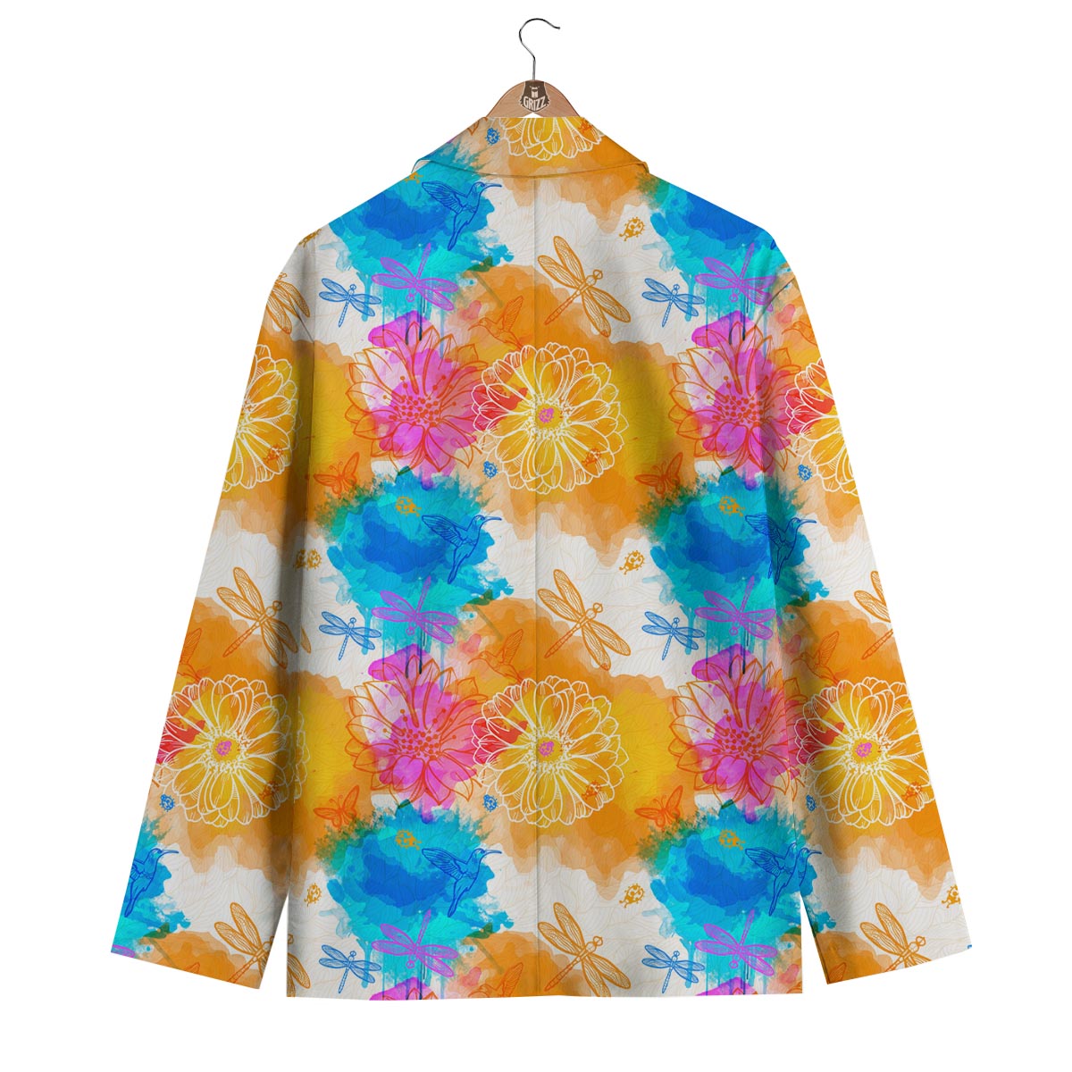 Floral Dragonfly Men's Blazer-grizzshop
